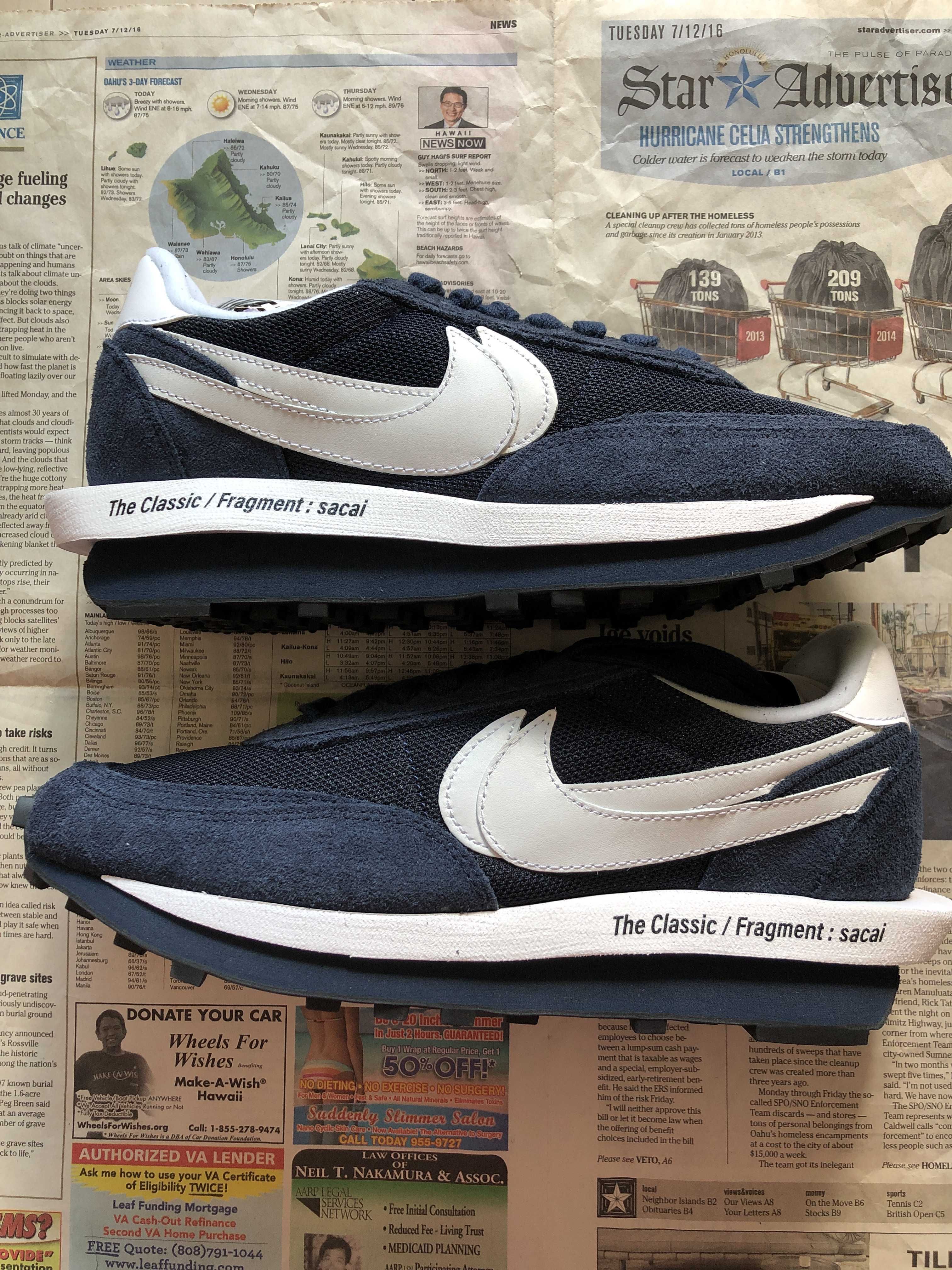 Fragment × sacai × Nike LD Waffle "Blackended Blue"