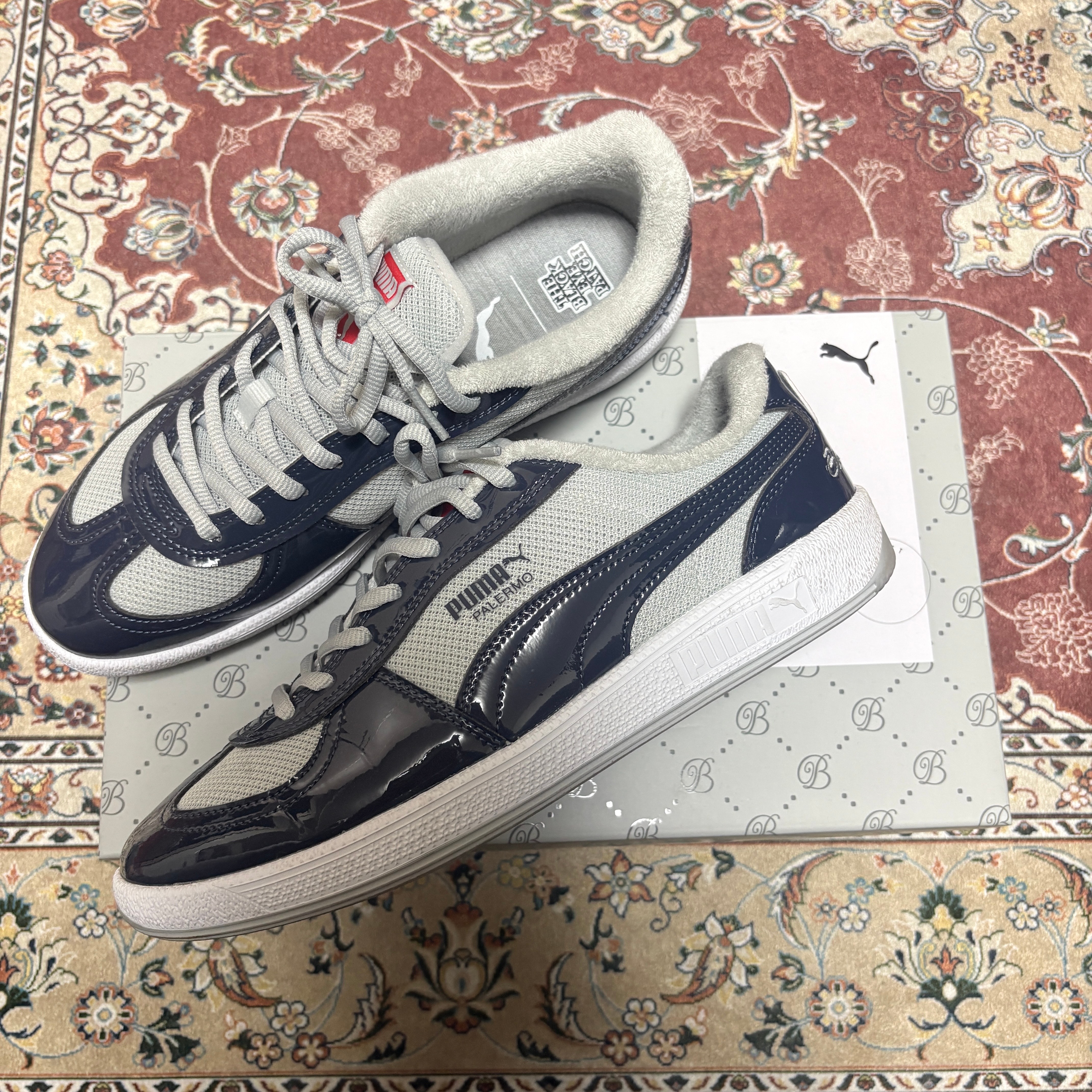 BlackEyePatch × Puma Cup Palermo Premium "Cool Light Gray/New Navy"