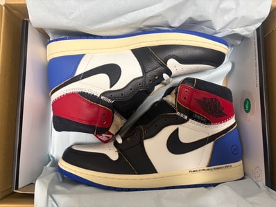 fragment design × UNION × Nike Air Jordan 1 High OG "Black/Varsity Red"