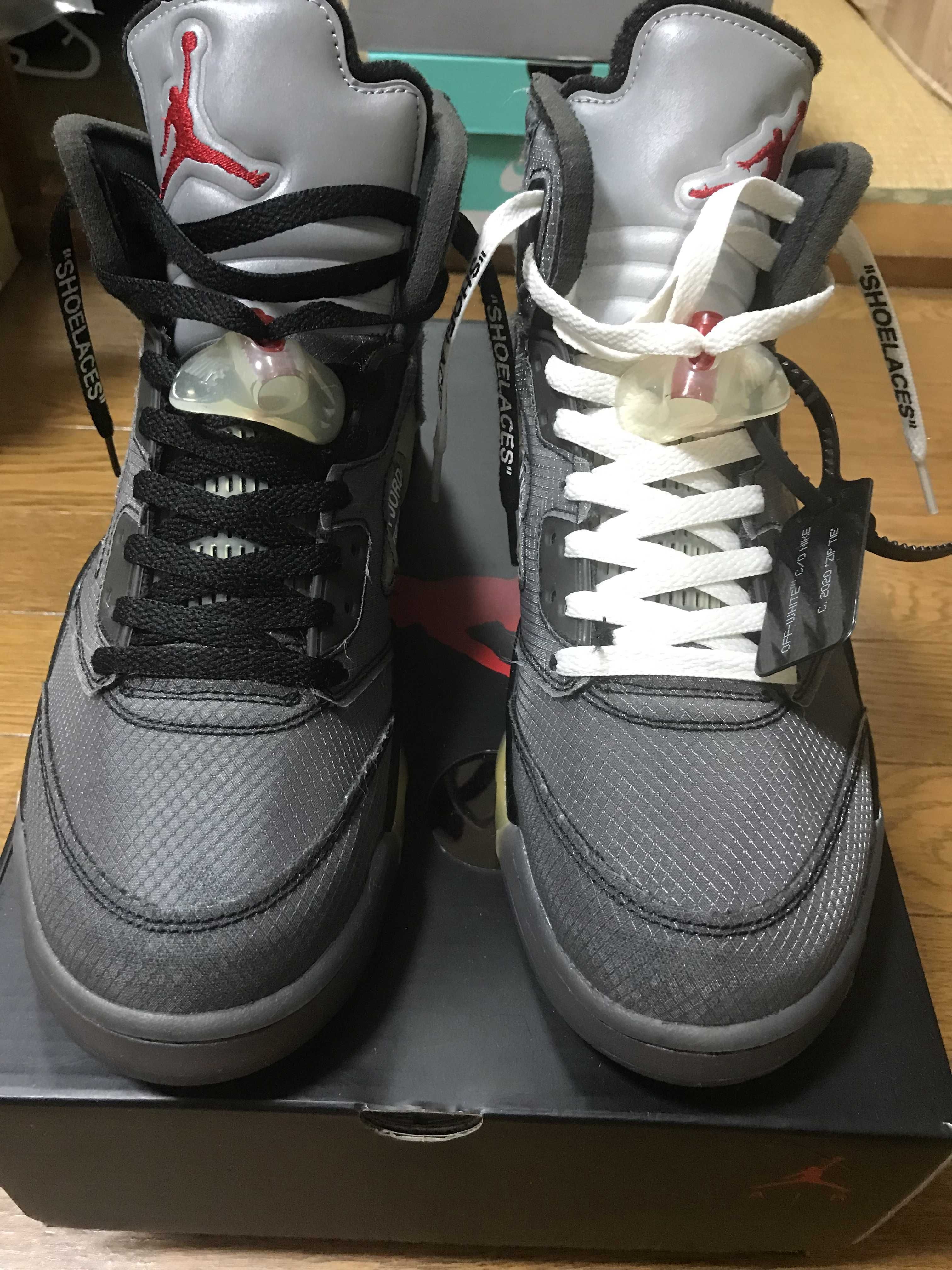 Off-White × Nike Air Jordan 5 "Black/Muslin/Fire Red"