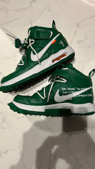Off-White × Nike Air Force 1 Mid SP LTHR "Pine Green"