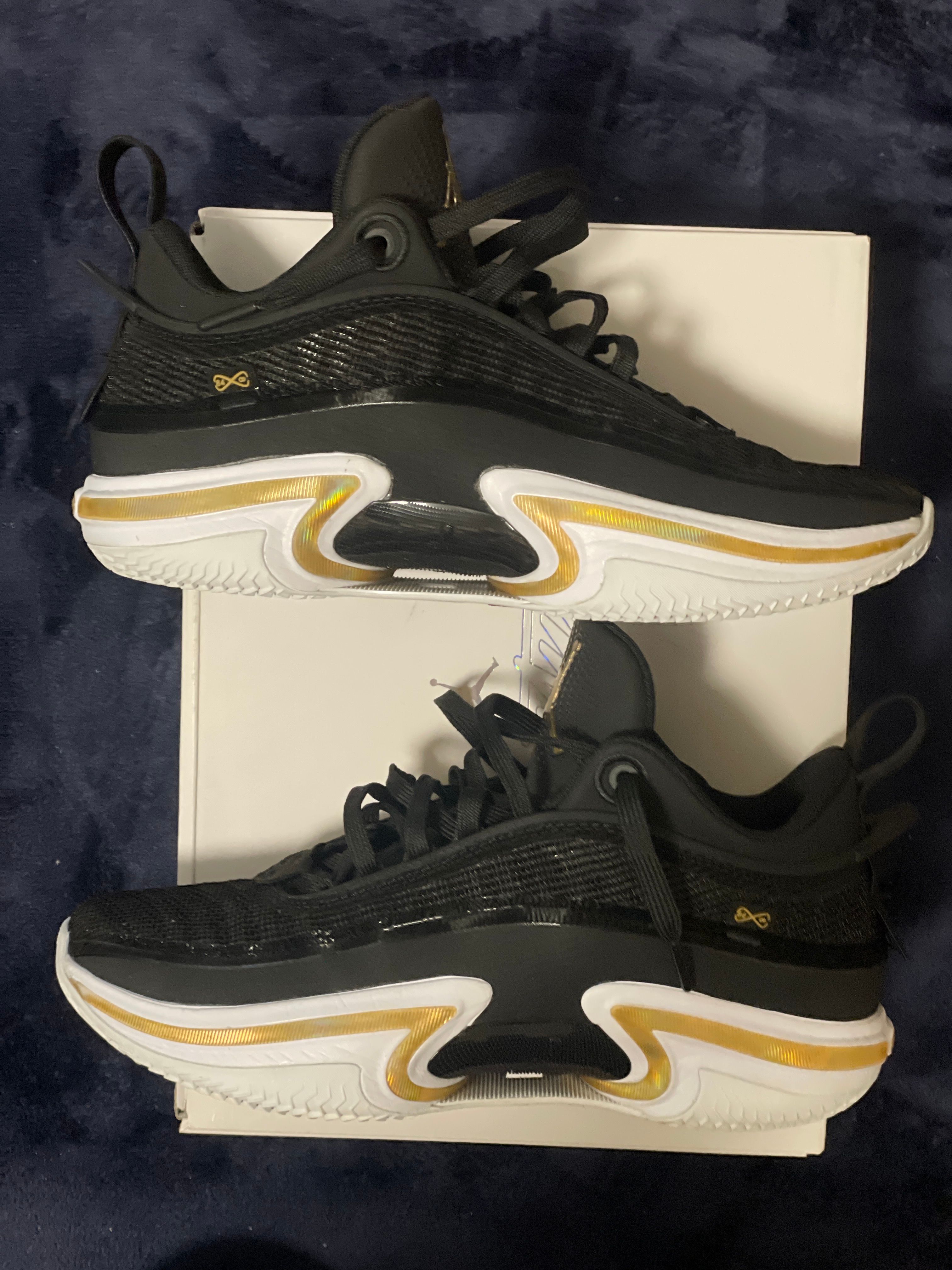 ナイキ エアジョーダン36 ロー "ブラック ゴールド" (ホワイト ソール)