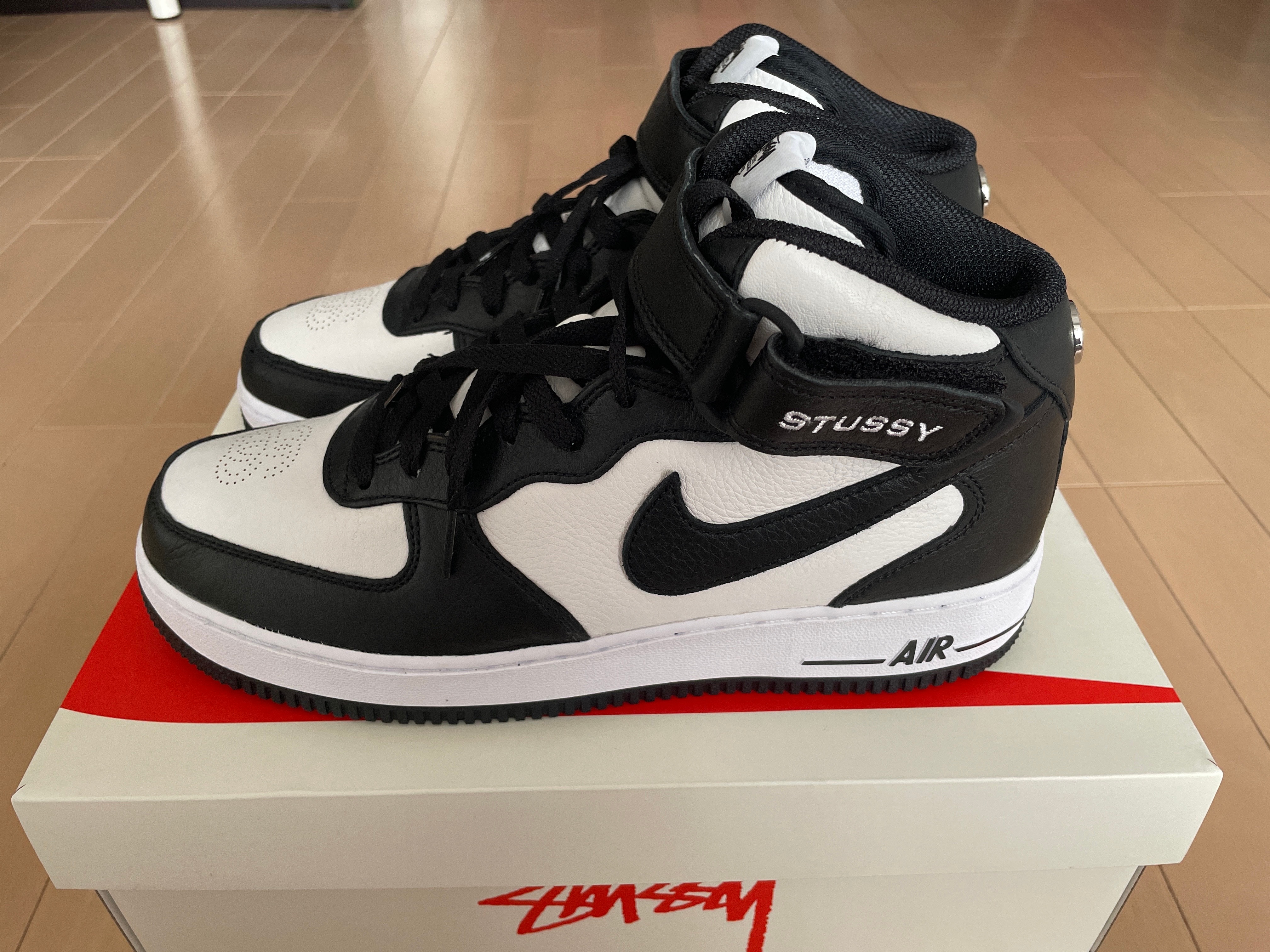 Stussy × Nike Air Force 1 Mid "Black and Light Bone"