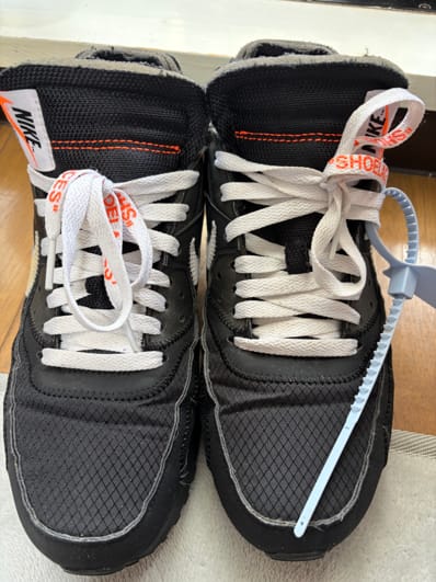 Off-White × Nike Air Max 90 "Black/Black-Cone-White"