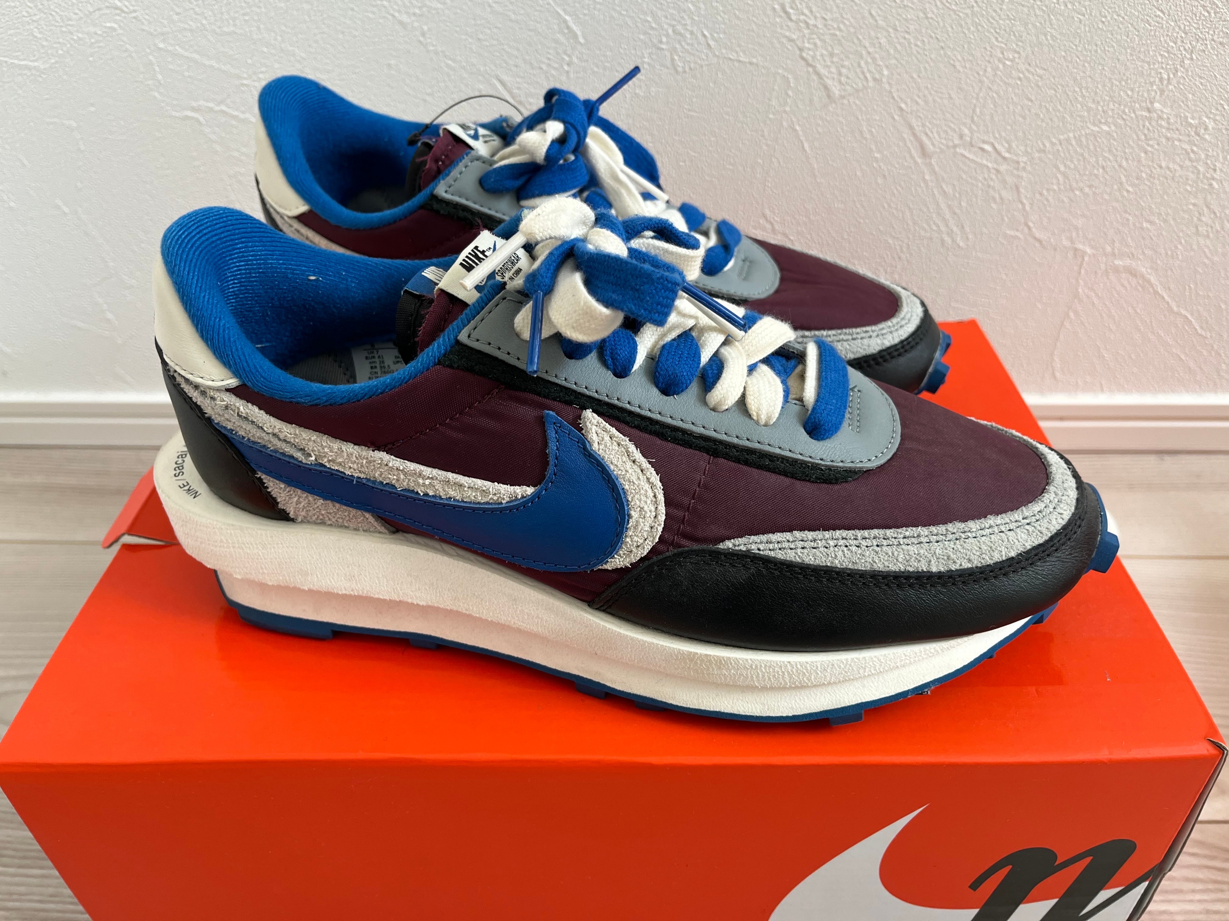 UNDERCOVER × sacai × Nike LD Waffle "Night Maroon/Pale Ivory-Ground Grey-Team Royal"