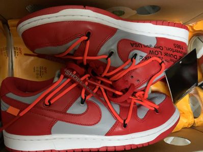Off-White × Nike Dunk Low "University Red/Wolf Grey"