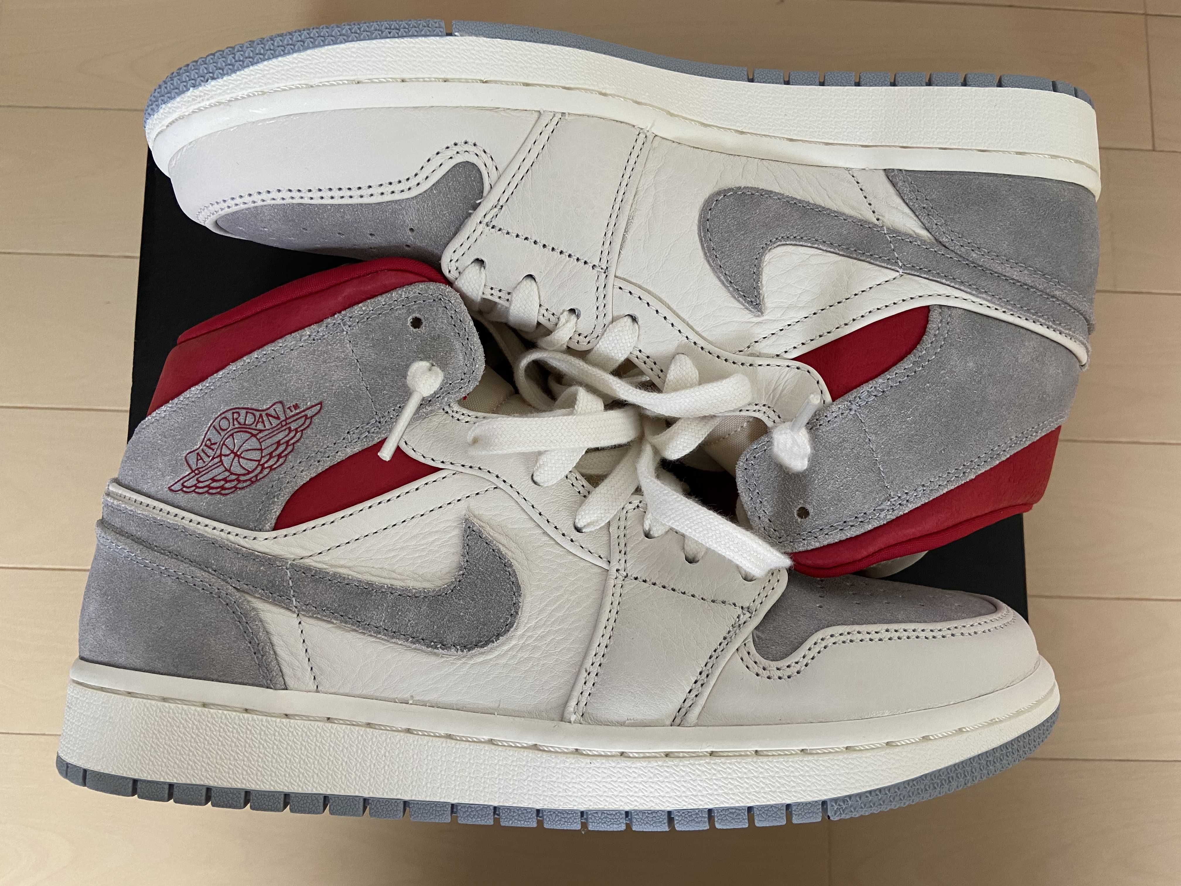 SNS×NIKE AIR JORDAN 1 MID "GREY/RED"