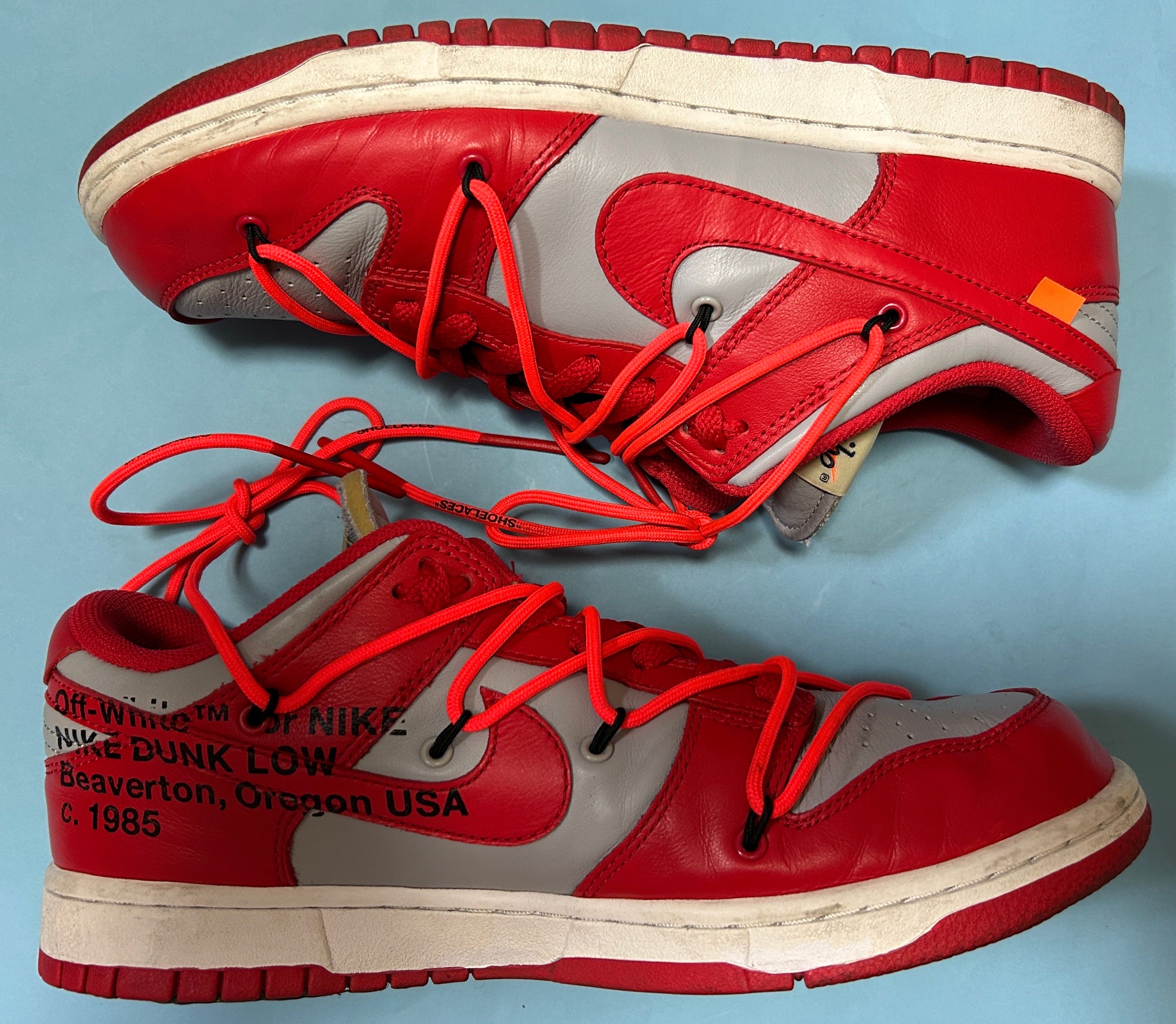 Off-White × Nike Dunk Low "University Red/Wolf Grey"