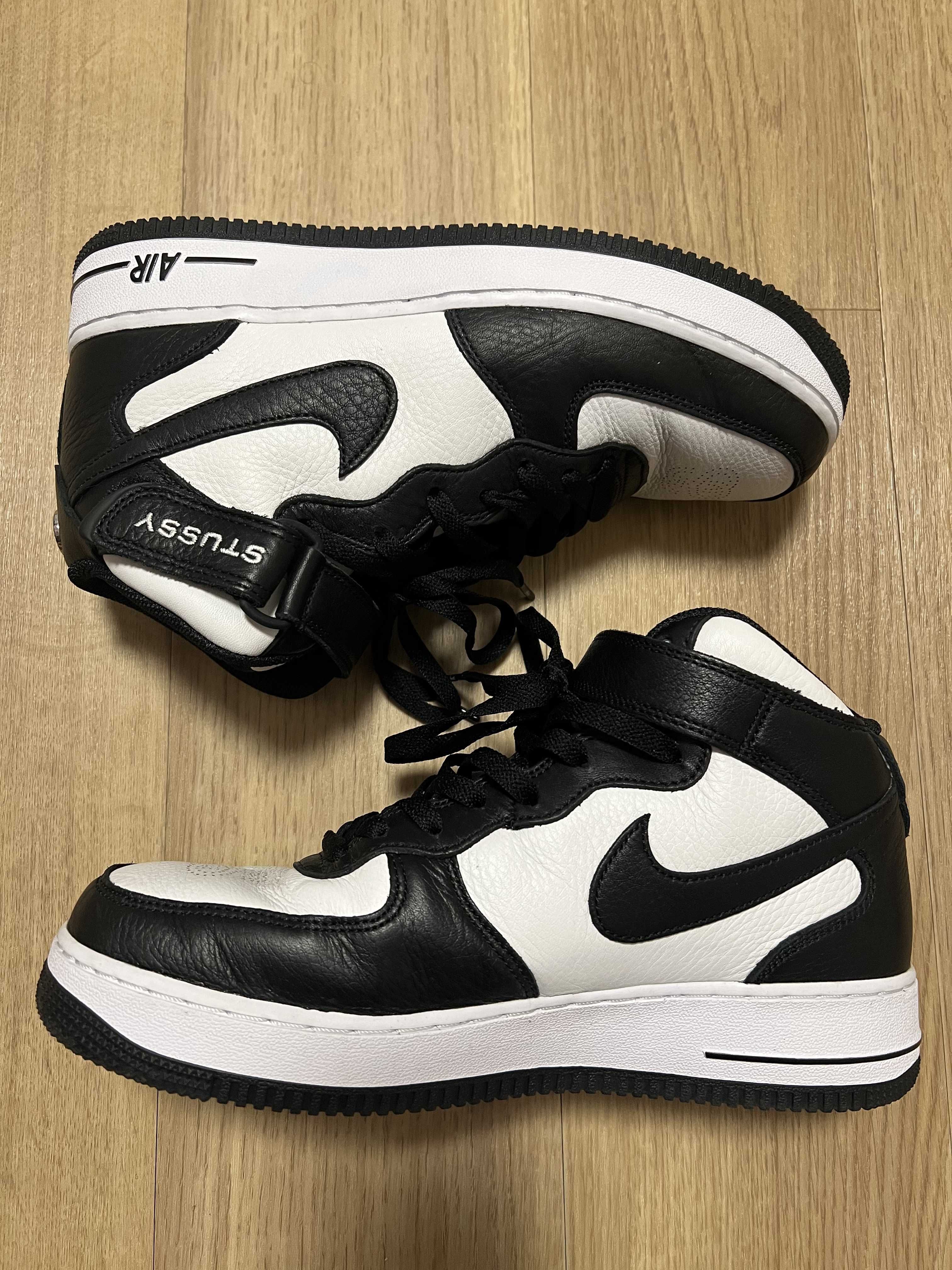 Stussy × Nike Air Force 1 Mid "Black and Light Bone"