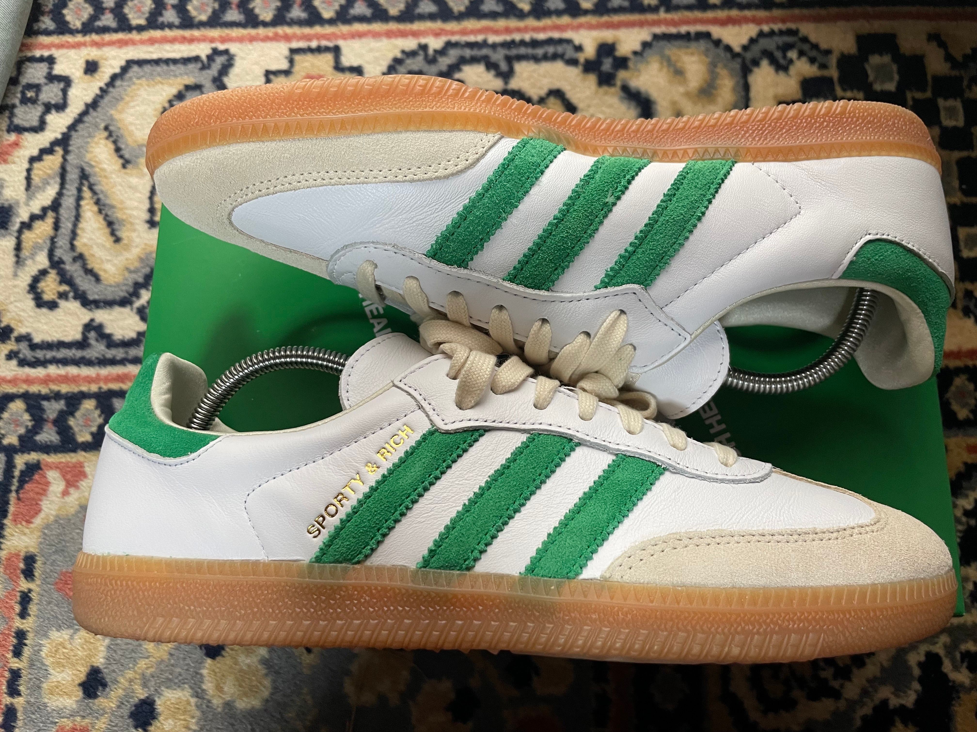 Sporty & Rich × adidas Samba OG "Footwear White/Green/Gum"
