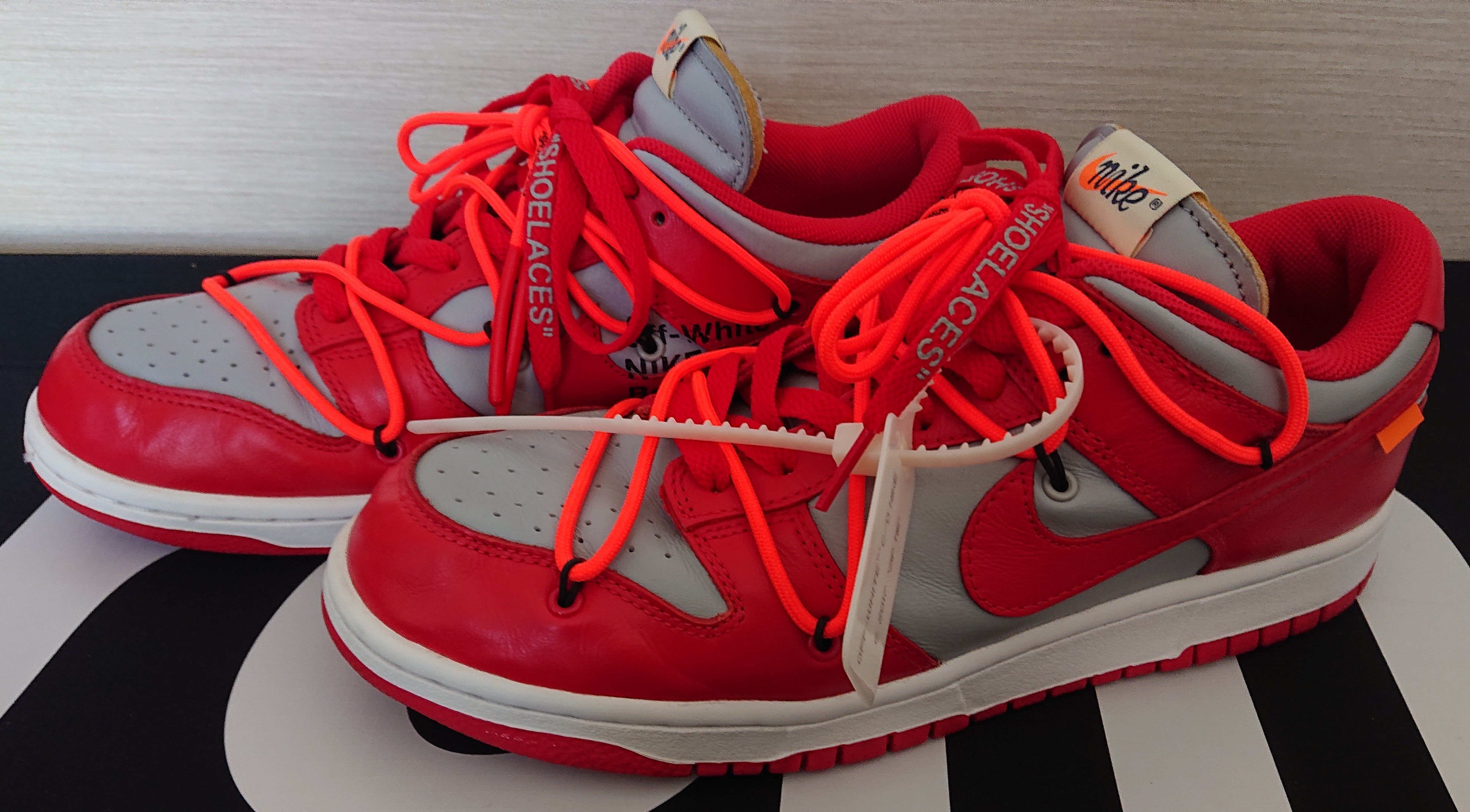 Off-White × Nike Dunk Low "University Red/Wolf Grey"