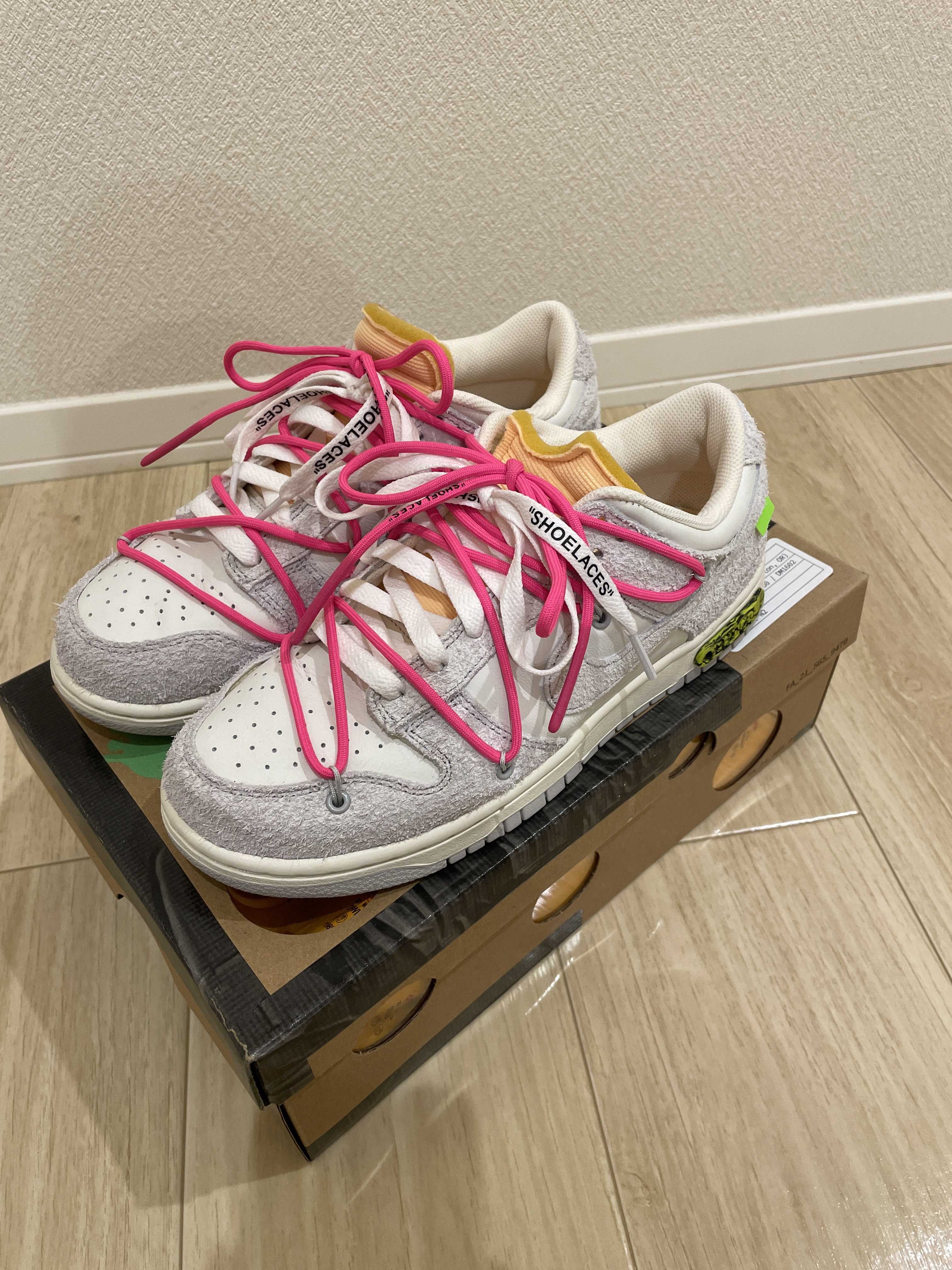 Off-White × Nike Dunk Low "Sail/Neutral Gray/Hyper Pink"