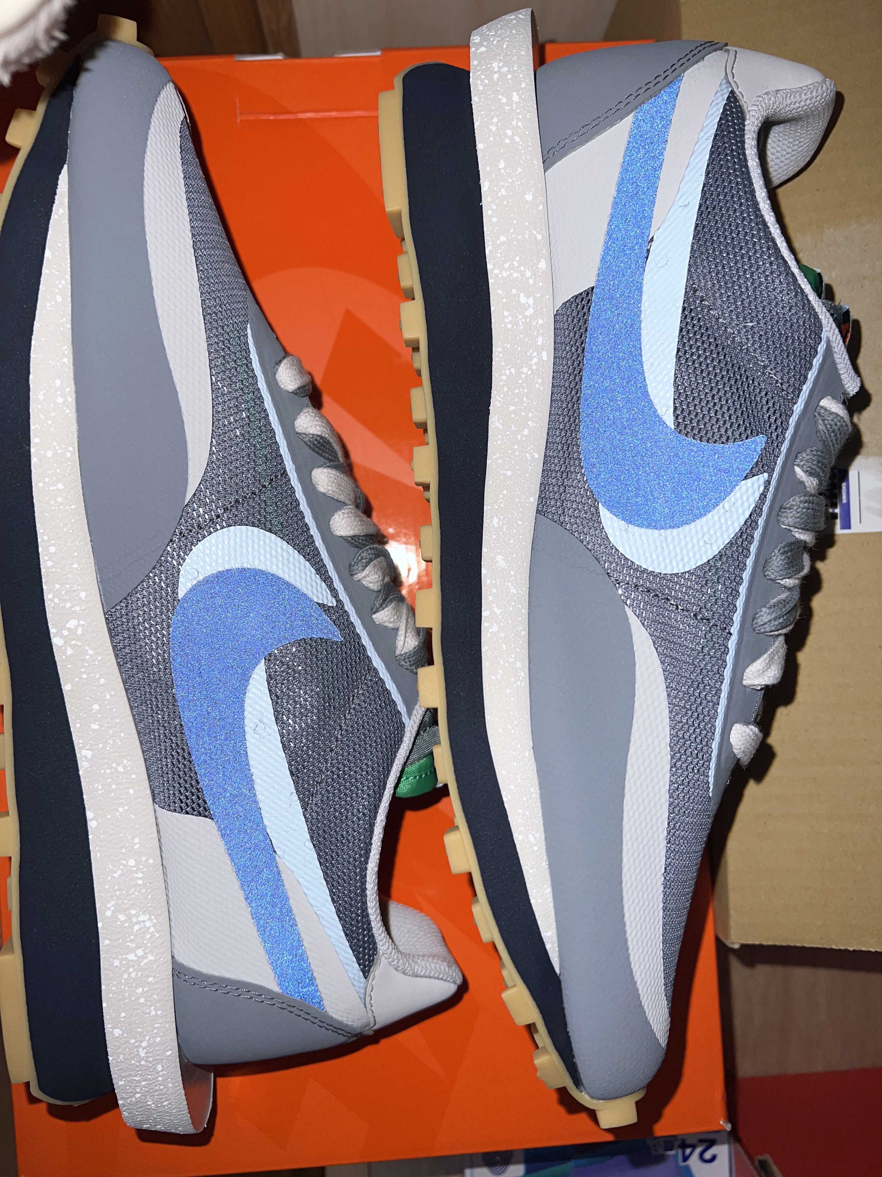 CLOT × Sacai × Nike LD Waffle "Grey Obsidian/Cool Grey"