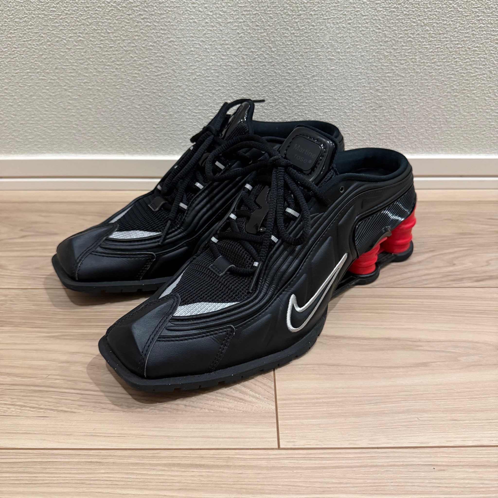 Martine Rose × Nike Women's Shox MR4 "Black/Metallic Silver Comet Red"