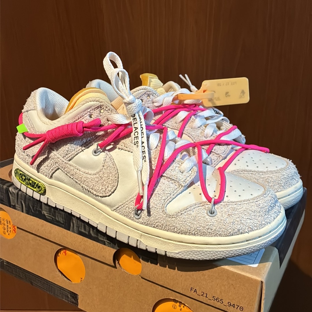 Off-White × Nike Dunk Low "Sail/Neutral Gray/Hyper Pink"