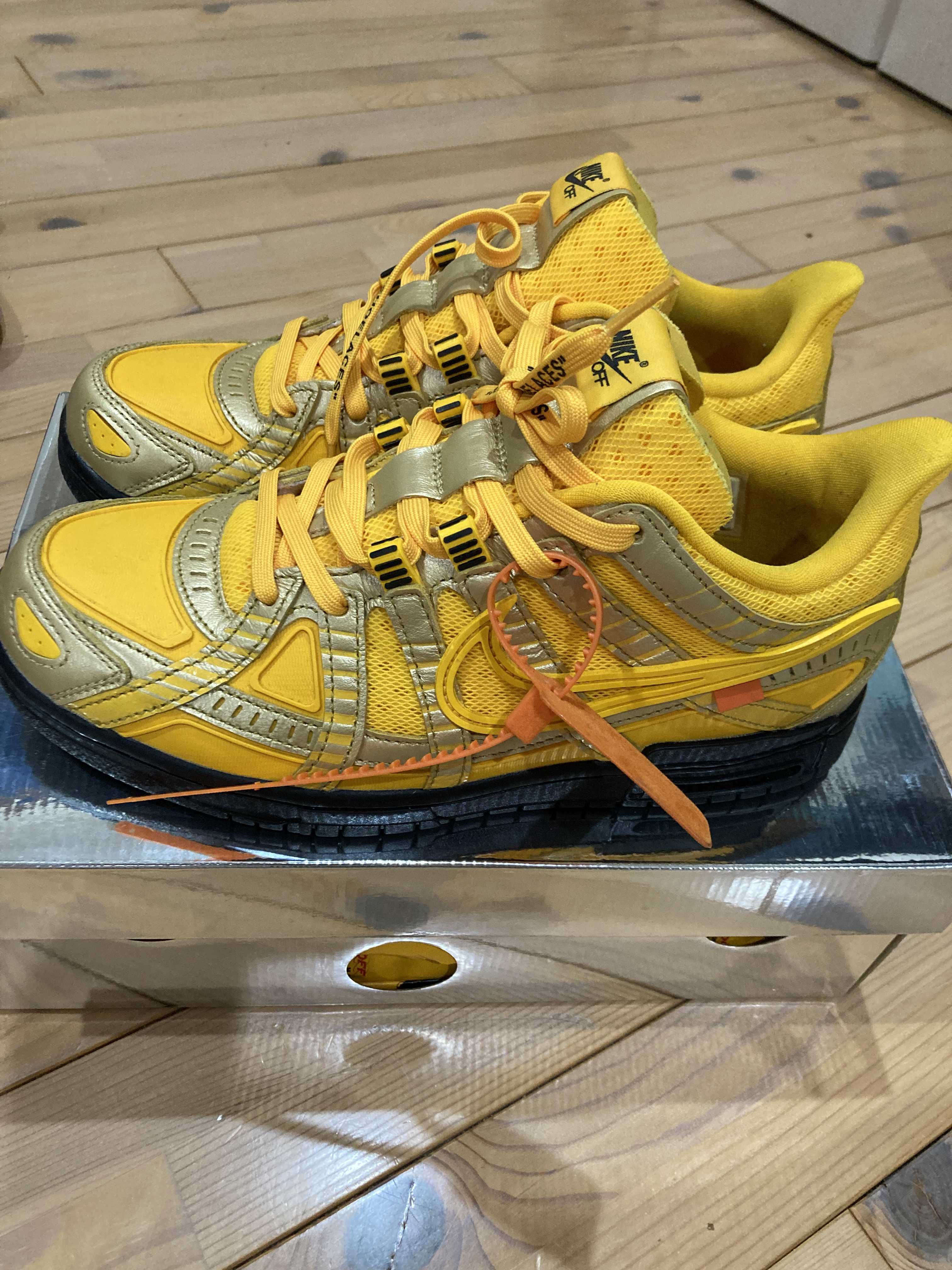 Off-White × Nike Air Rubber Dunk "University Gold" 