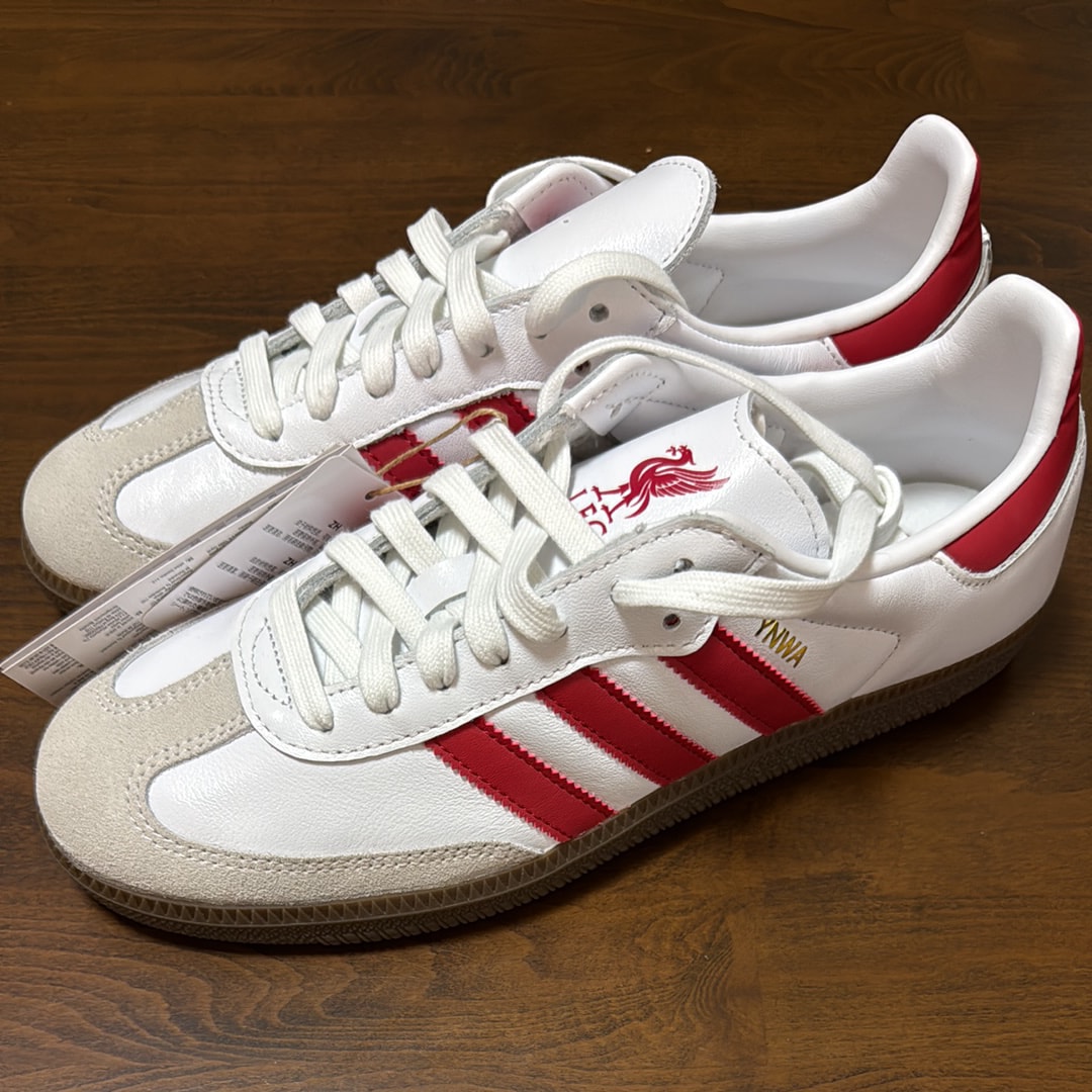 Liverpool FC × adidas Samba "Cloud White/Strawberry Red/Gum"