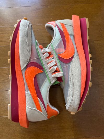 CLOT × Sacai × Nike LD Waffle "Orange Blaze"