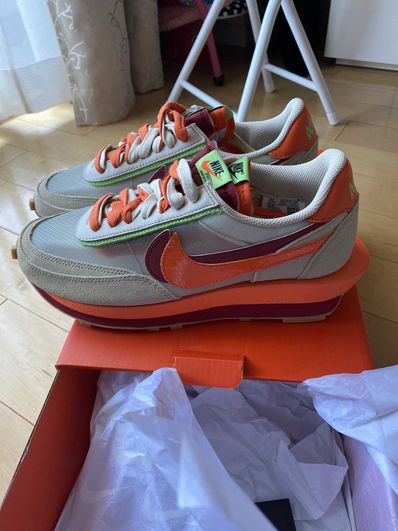 CLOT × Sacai × Nike LD Waffle "Orange Blaze"