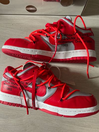 OFF-WHITE × NIKE DUNK LOW UNIVERSITY RED / UNIVERSITY RED-WOLF