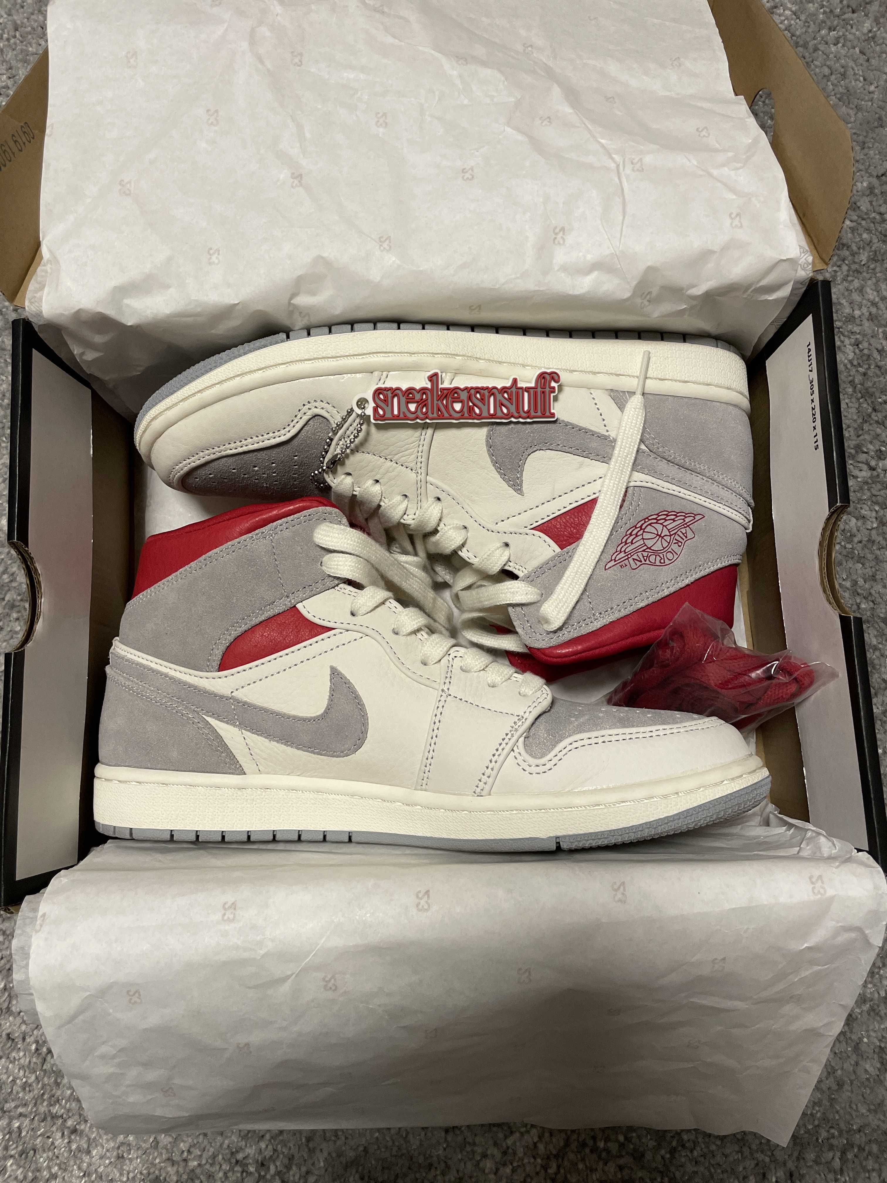 SNS×NIKE AIR JORDAN 1 MID "GREY/RED"