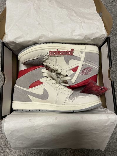 SNS×NIKE AIR JORDAN 1 MID "GREY/RED"