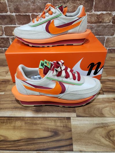 CLOT × Sacai × Nike LD Waffle "Orange Blaze"