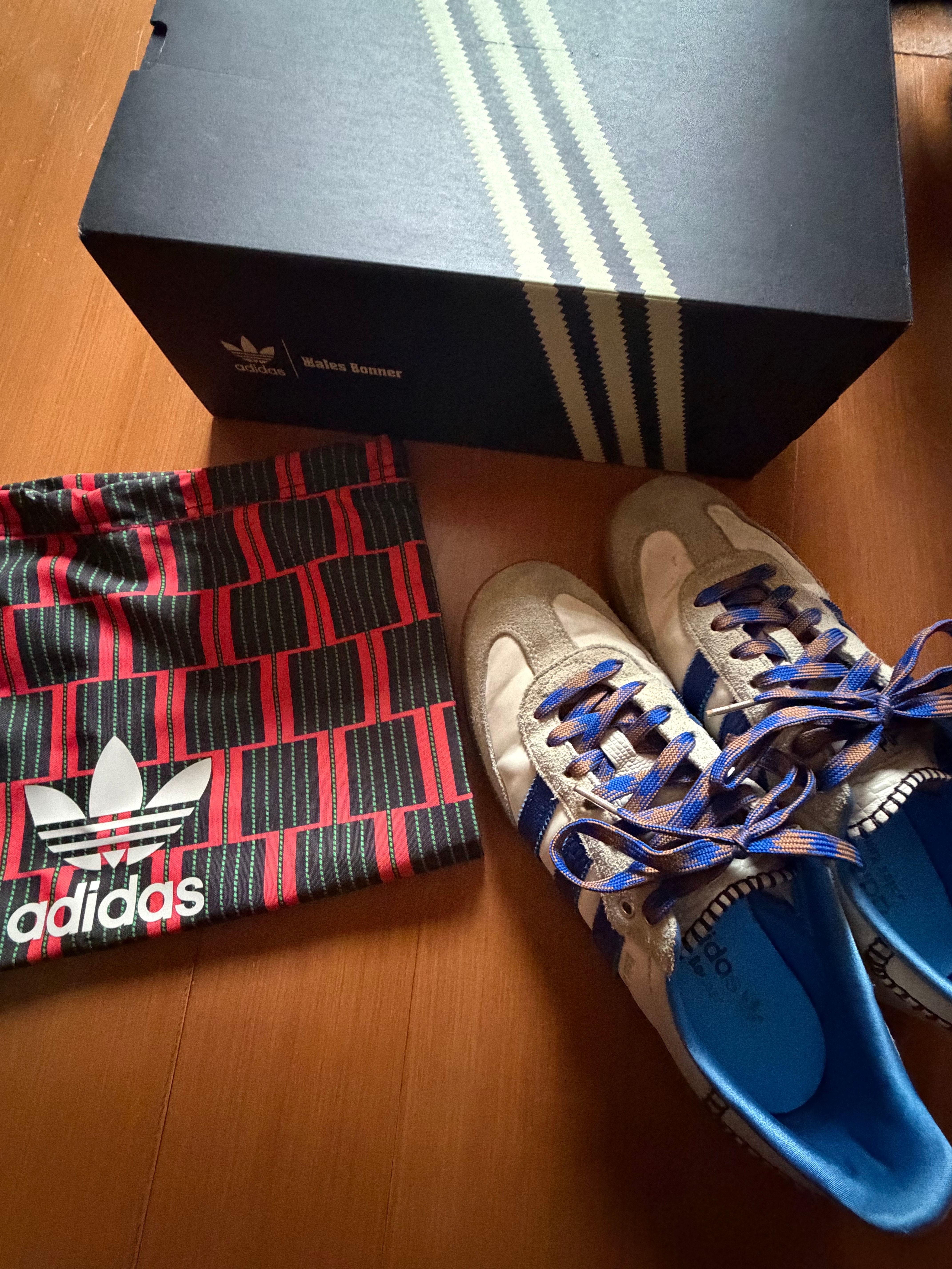 Wales Bonner × adidas Nylon Samba "Wonder Clay/Team Royal Blue/Wonder White"