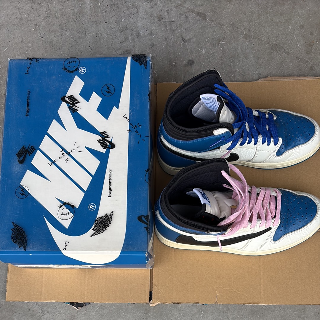 Travis Scott × fragment design × Nike Air Jordan 1 Retro High OG SP "Military Blue"