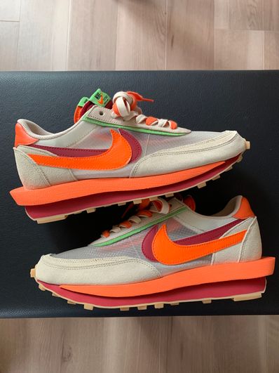 CLOT × Sacai × Nike LD Waffle "Orange Blaze"