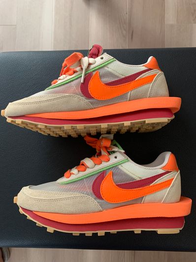 CLOT × Sacai × Nike LD Waffle "Orange Blaze"
