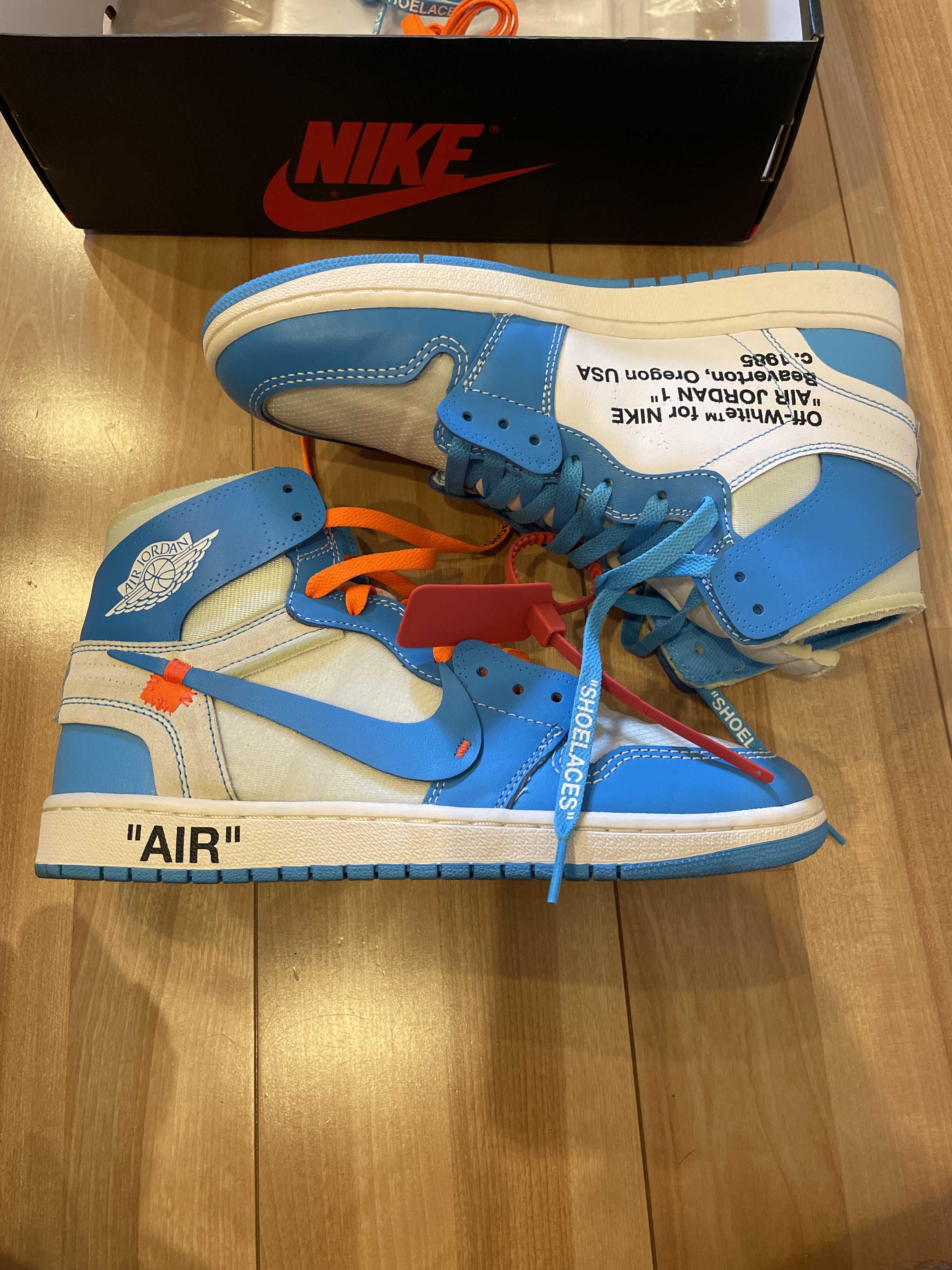 Off-White × Nike Air Jordan 1 High UNC "White/Dark Powder Blue"