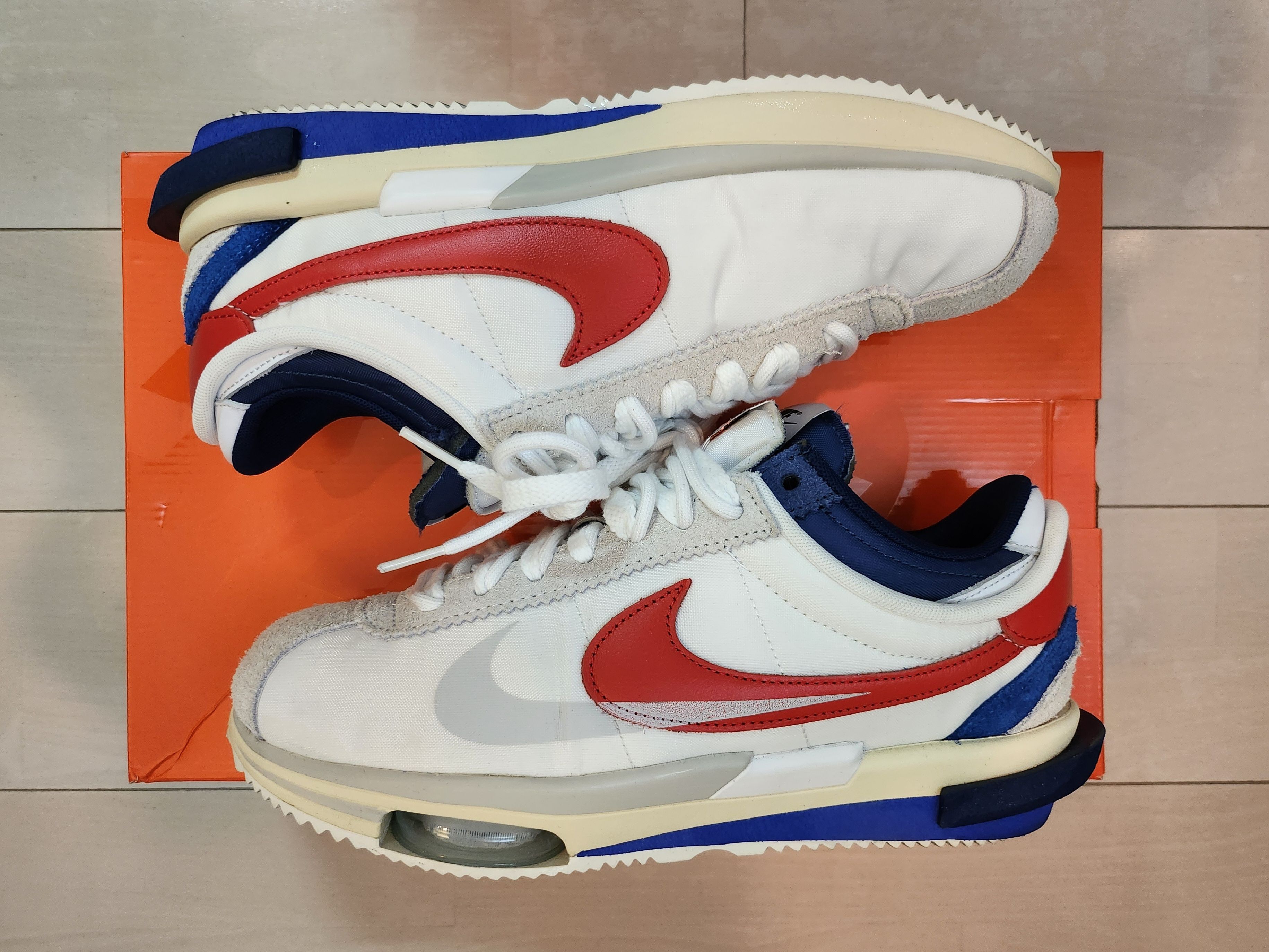 sacai × Nike Zoom Cortez "White and University Red"