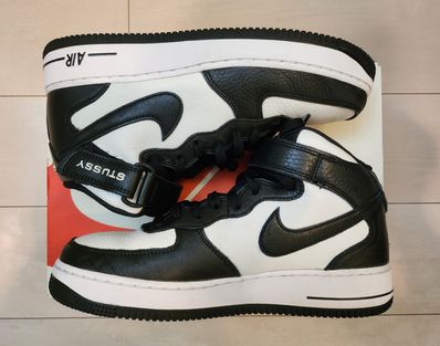 Stussy × Nike Air Force 1 Mid "Black and Light Bone"