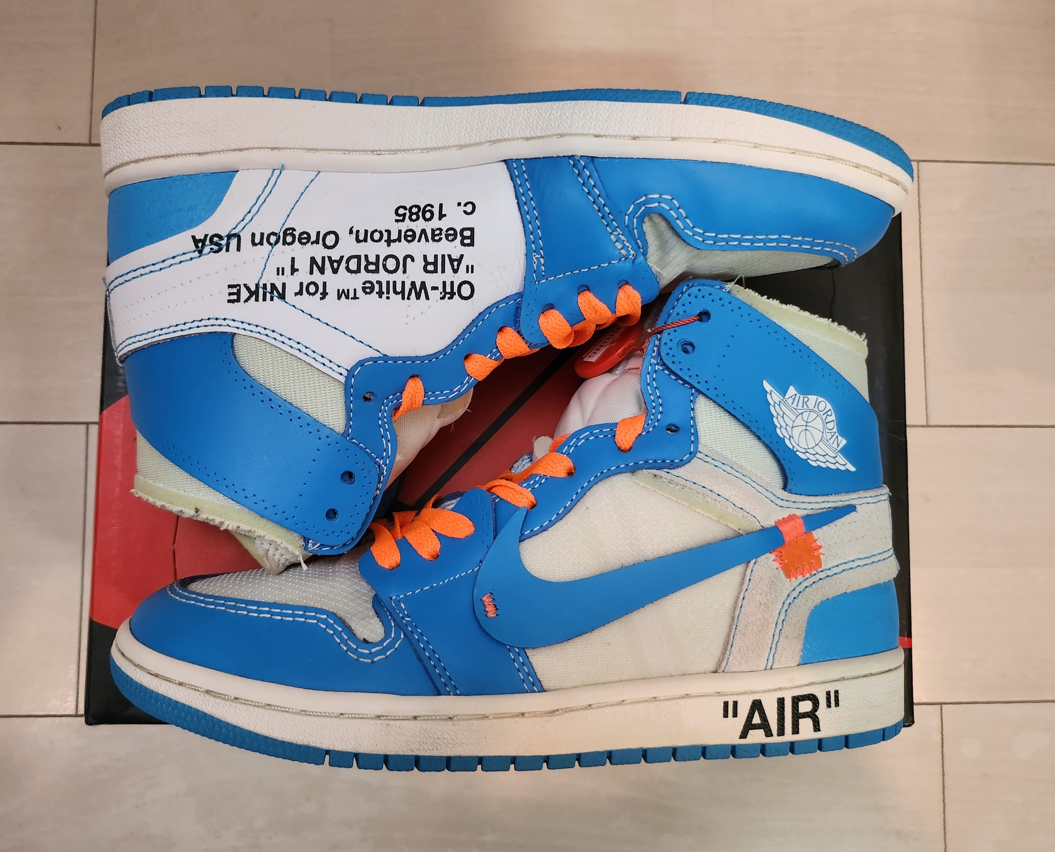 Off-White × Nike Air Jordan 1 High UNC "White/Dark Powder Blue"