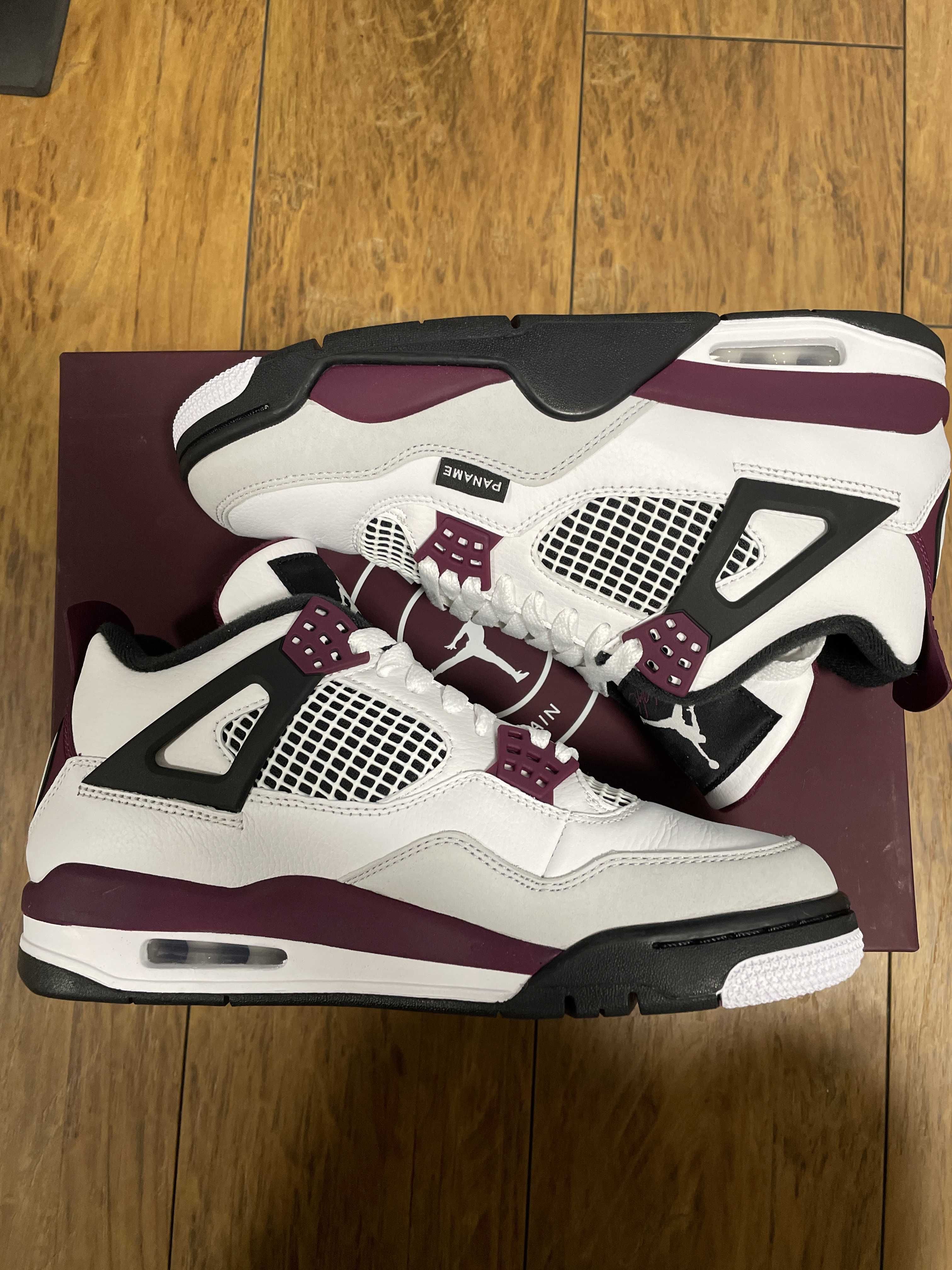 Paris Saint Germain ×Nike Air Jordan 4 Retro "White/Bordeaux/Neutral Gray"