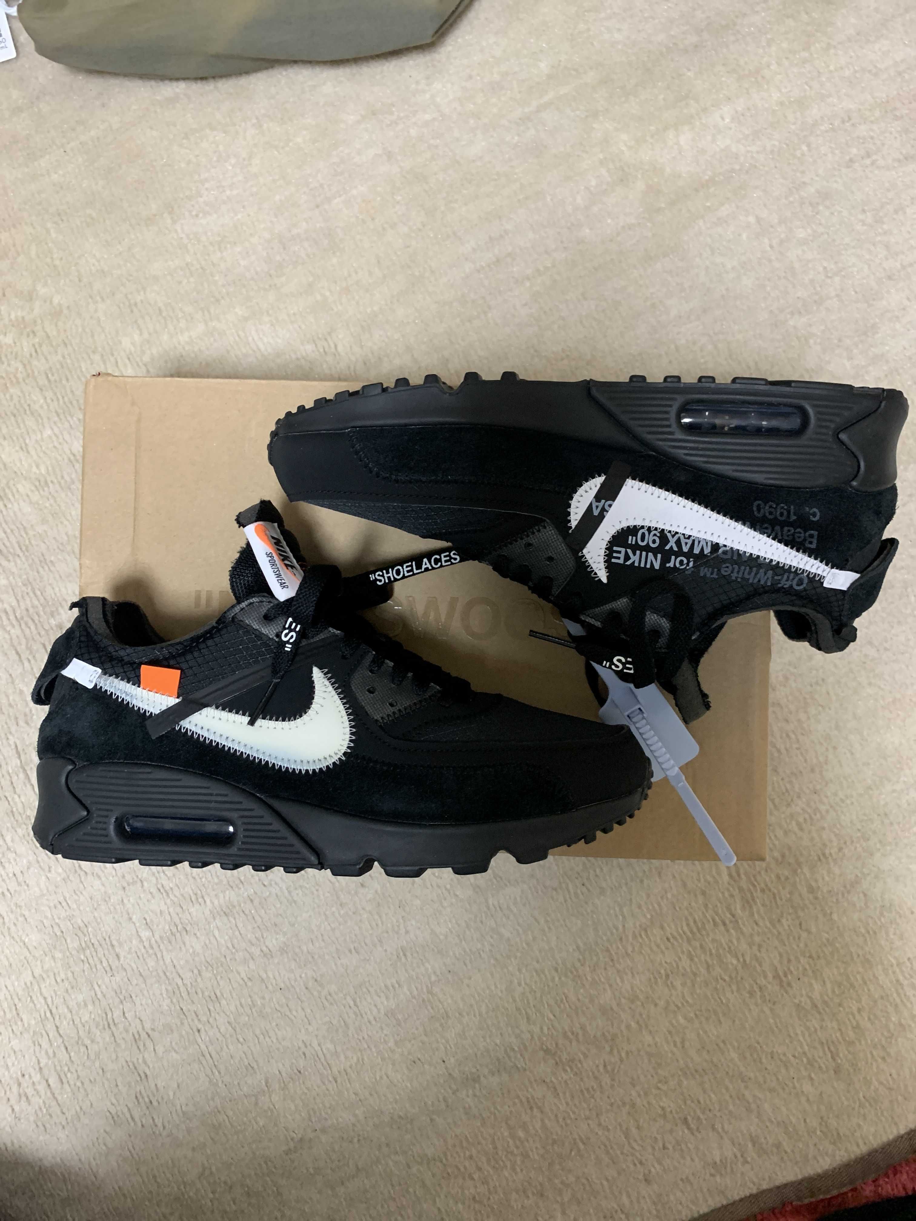 Off-White × Nike Air Max 90 "Black/Black-Cone-White"
