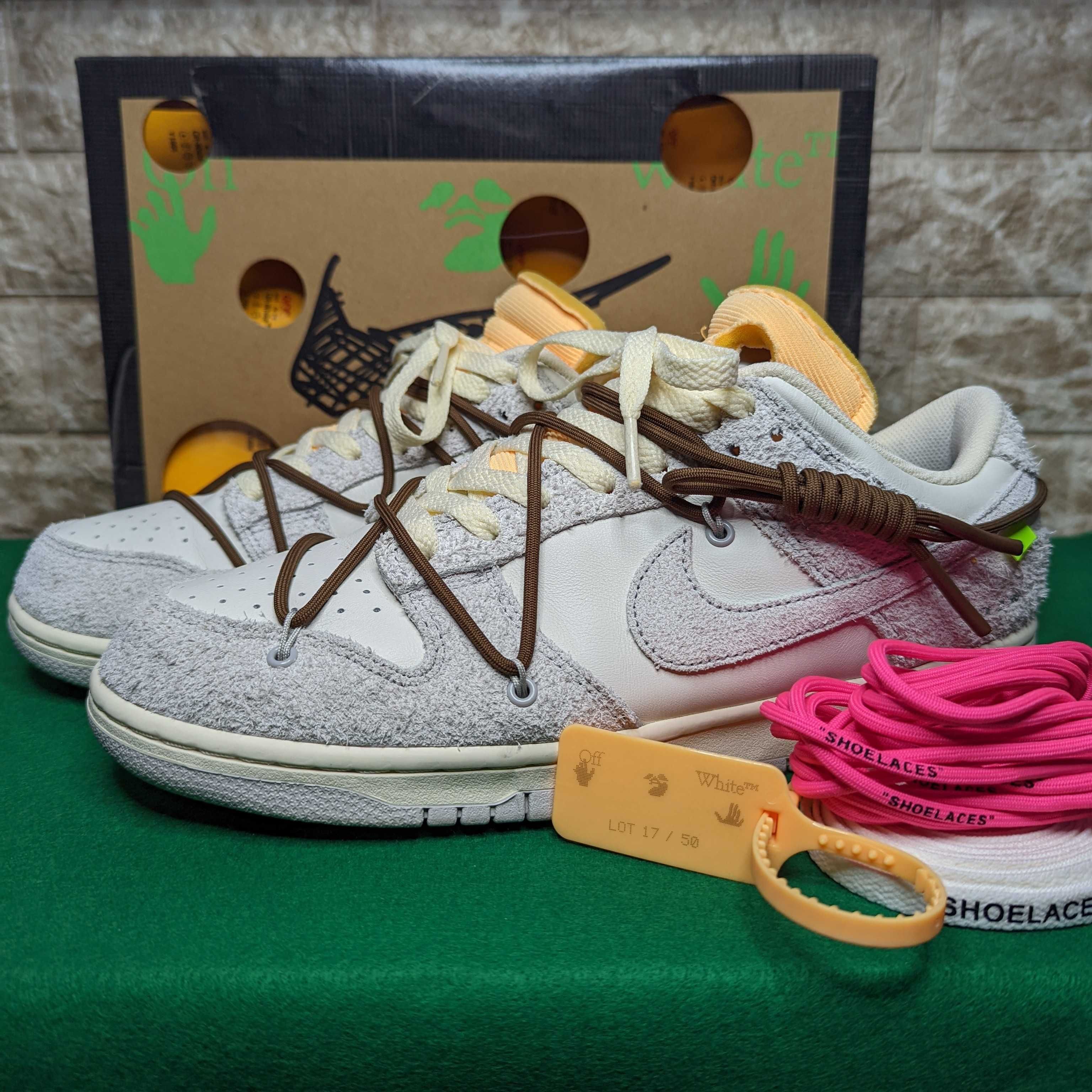 Off-White × Nike Dunk Low "Sail/Neutral Gray/Hyper Pink"