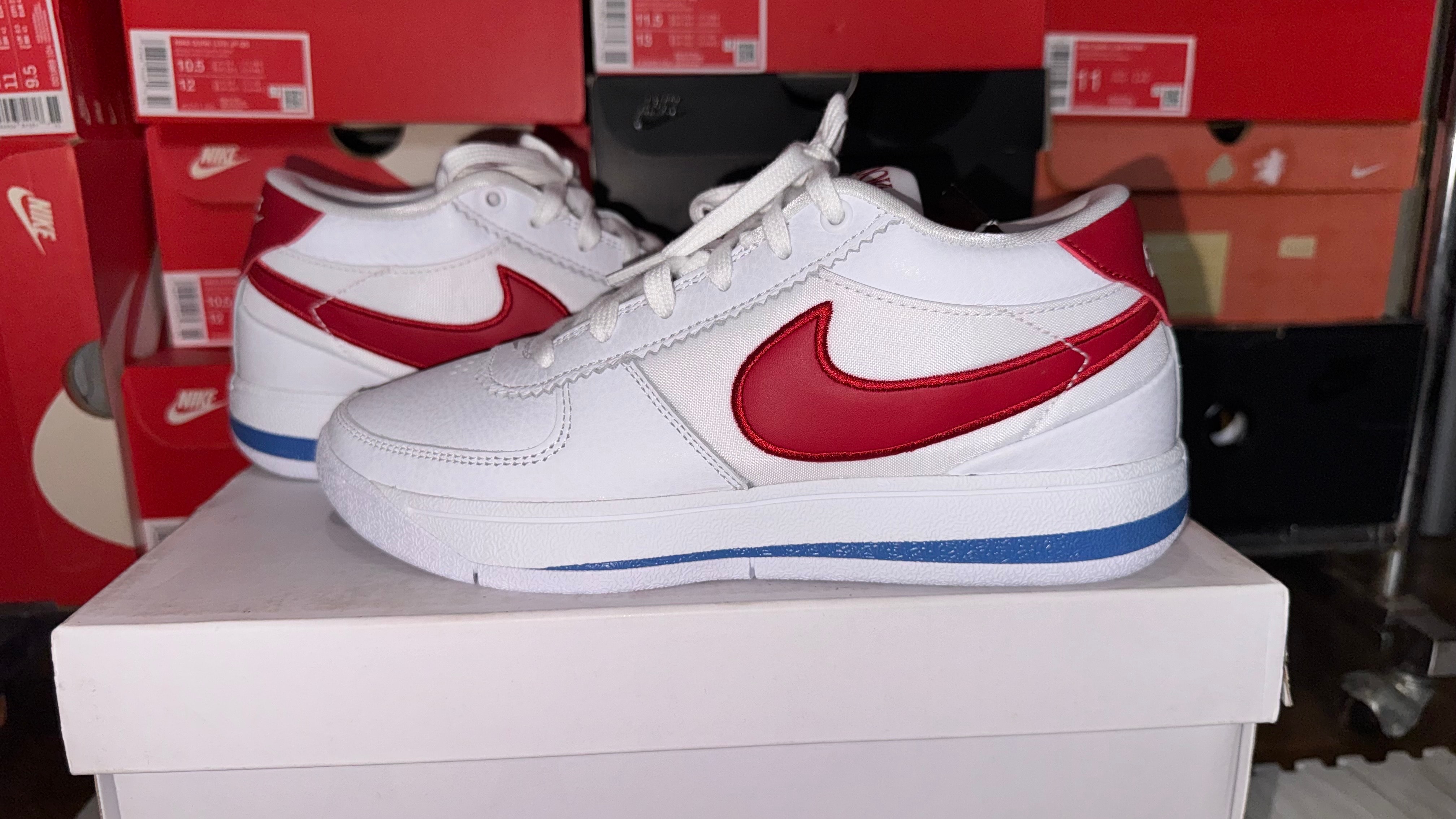 Nike Book 1 Cortez "Forrest Gump/White and Varsity Red" (FJ4250-105/FJ4249-105)