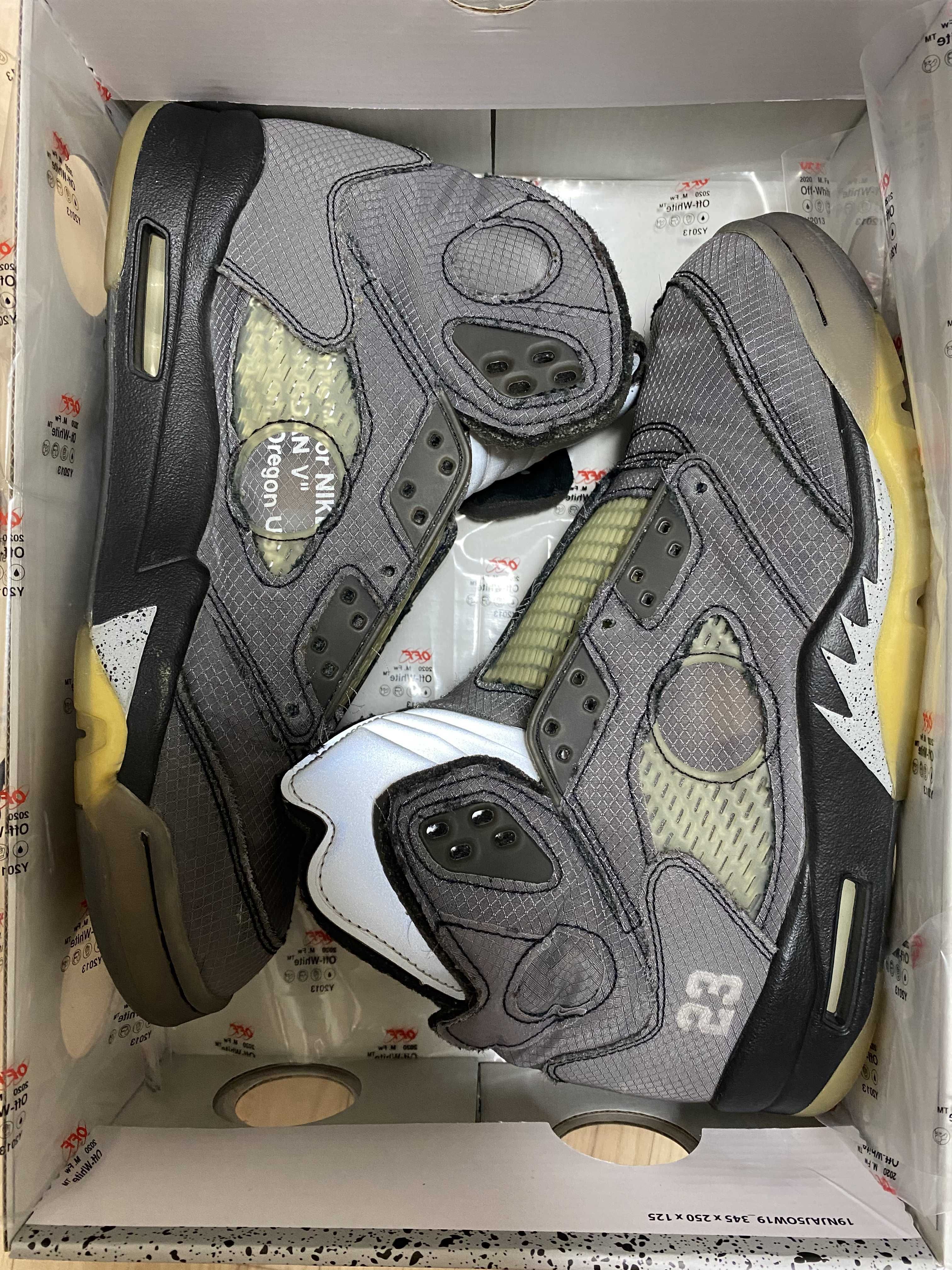 Off-White × Nike Air Jordan 5 "Black/Muslin/Fire Red"