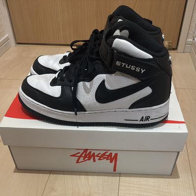 Stussy × Nike Air Force 1 Mid "Black and Light Bone"