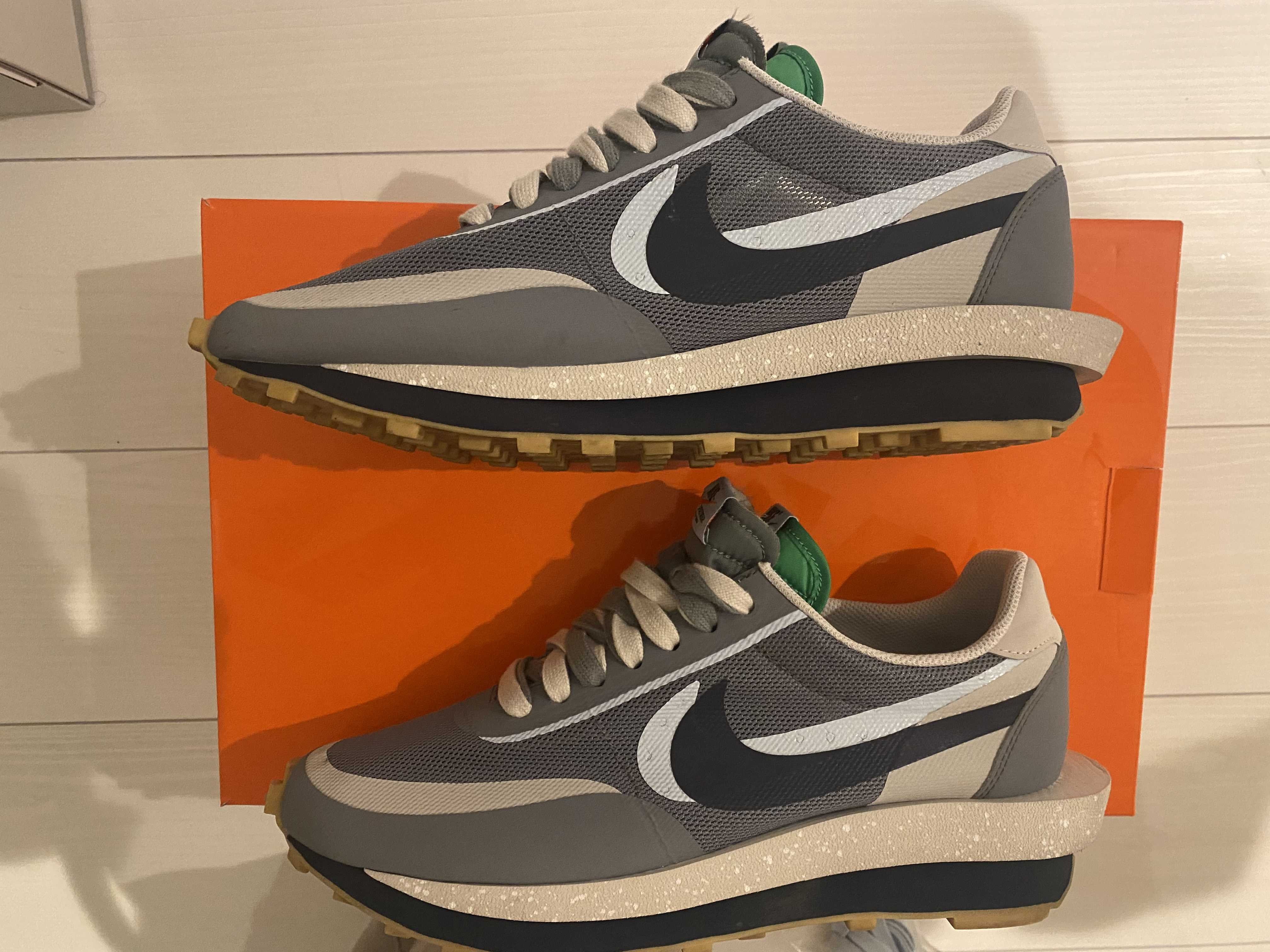 CLOT × Sacai × Nike LD Waffle "Grey Obsidian/Cool Grey"