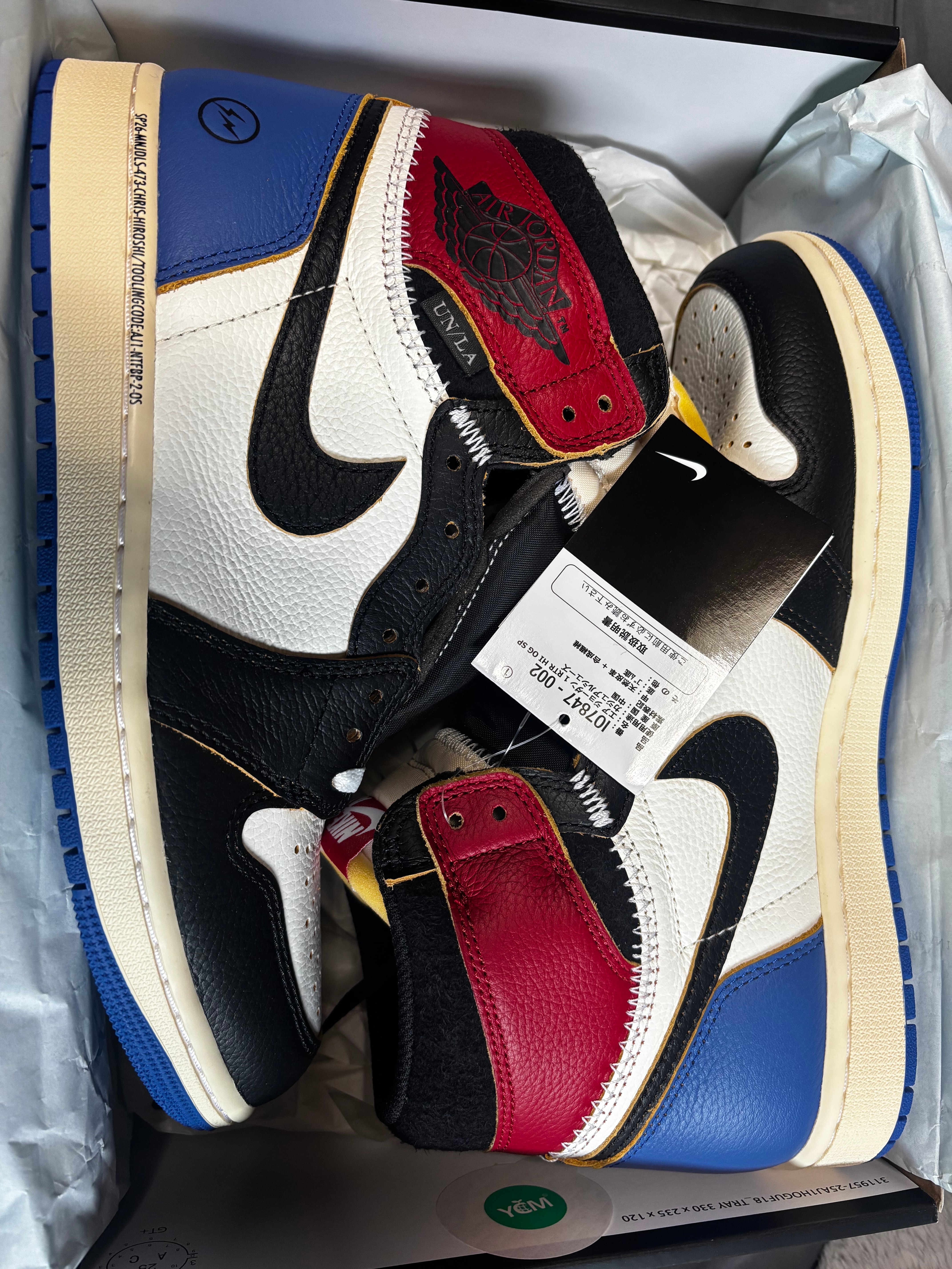 fragment design × UNION × Nike Air Jordan 1 High OG "Black/Varsity Red"