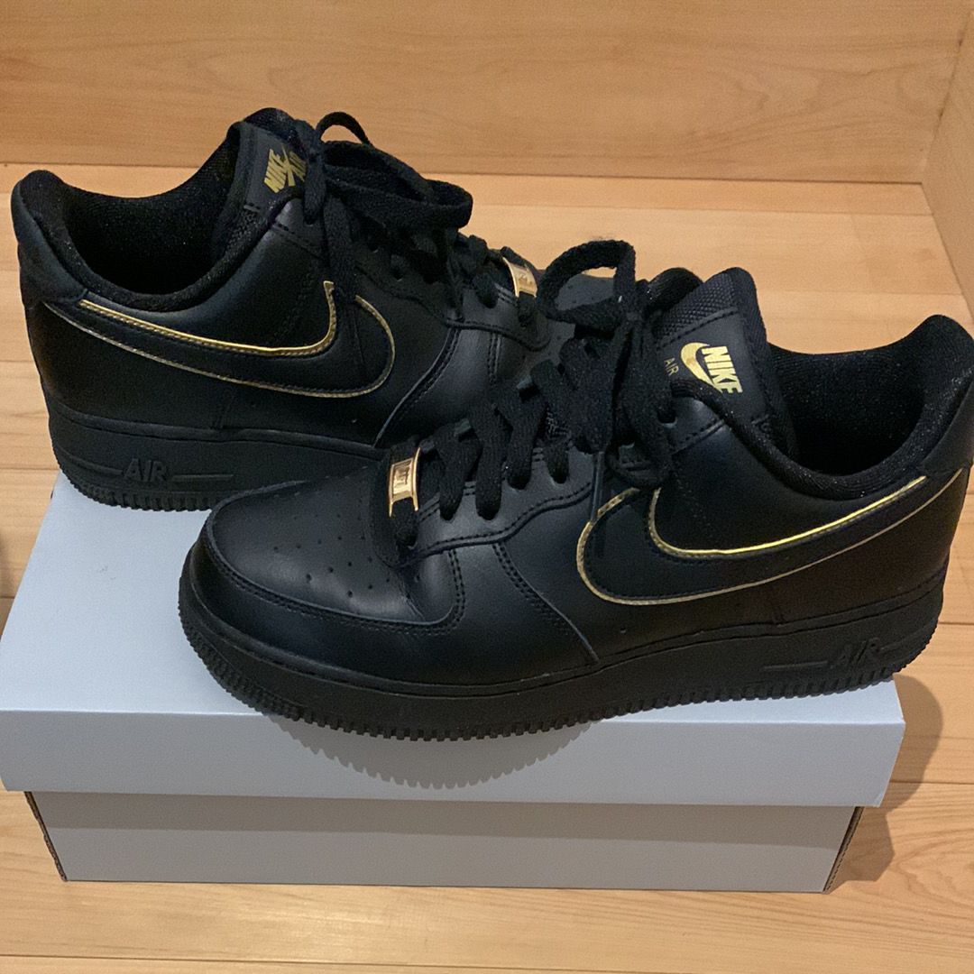 Nike Women's Air Force 1 Low "Black Gold Swoosh"