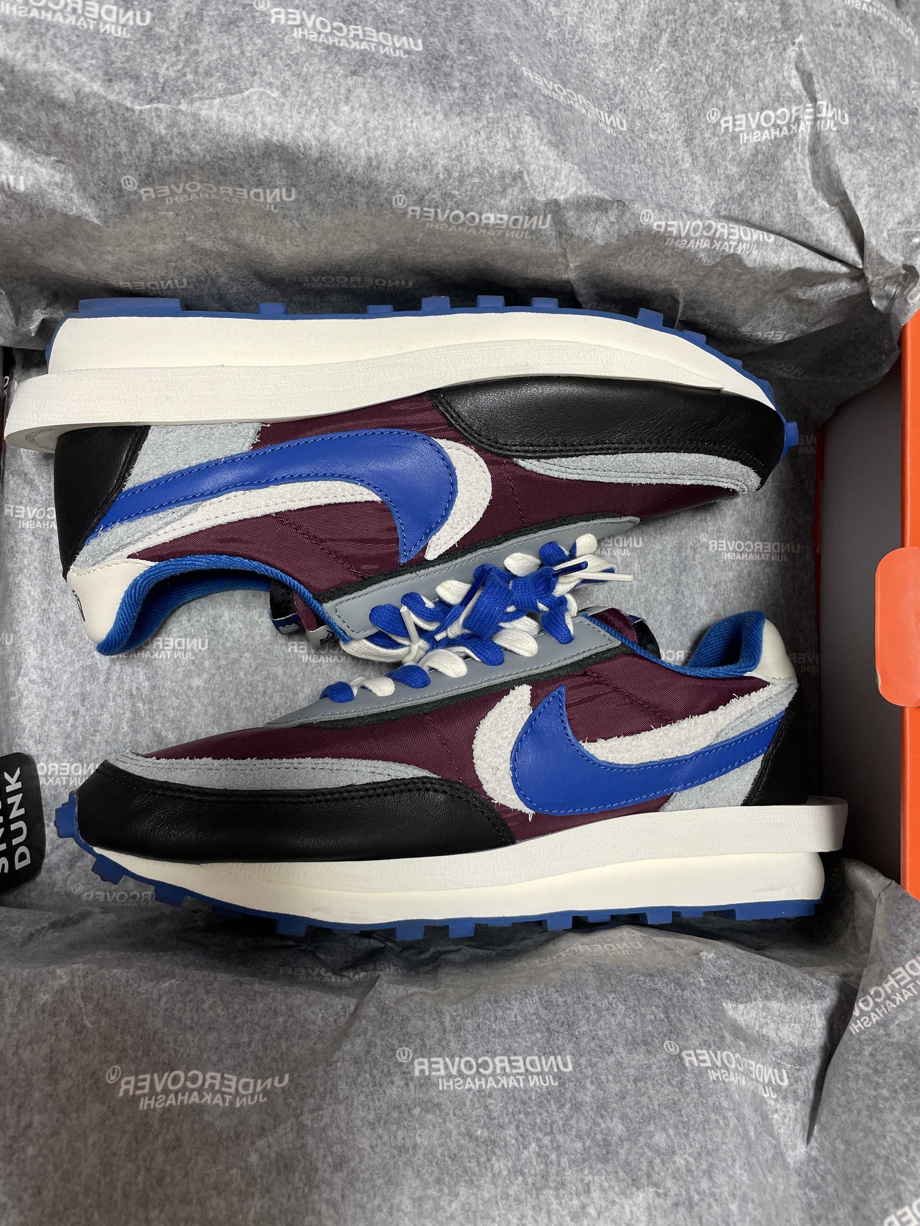 UNDERCOVER × sacai × Nike LD Waffle "Night Maroon/Pale Ivory-Ground Grey-Team Royal"