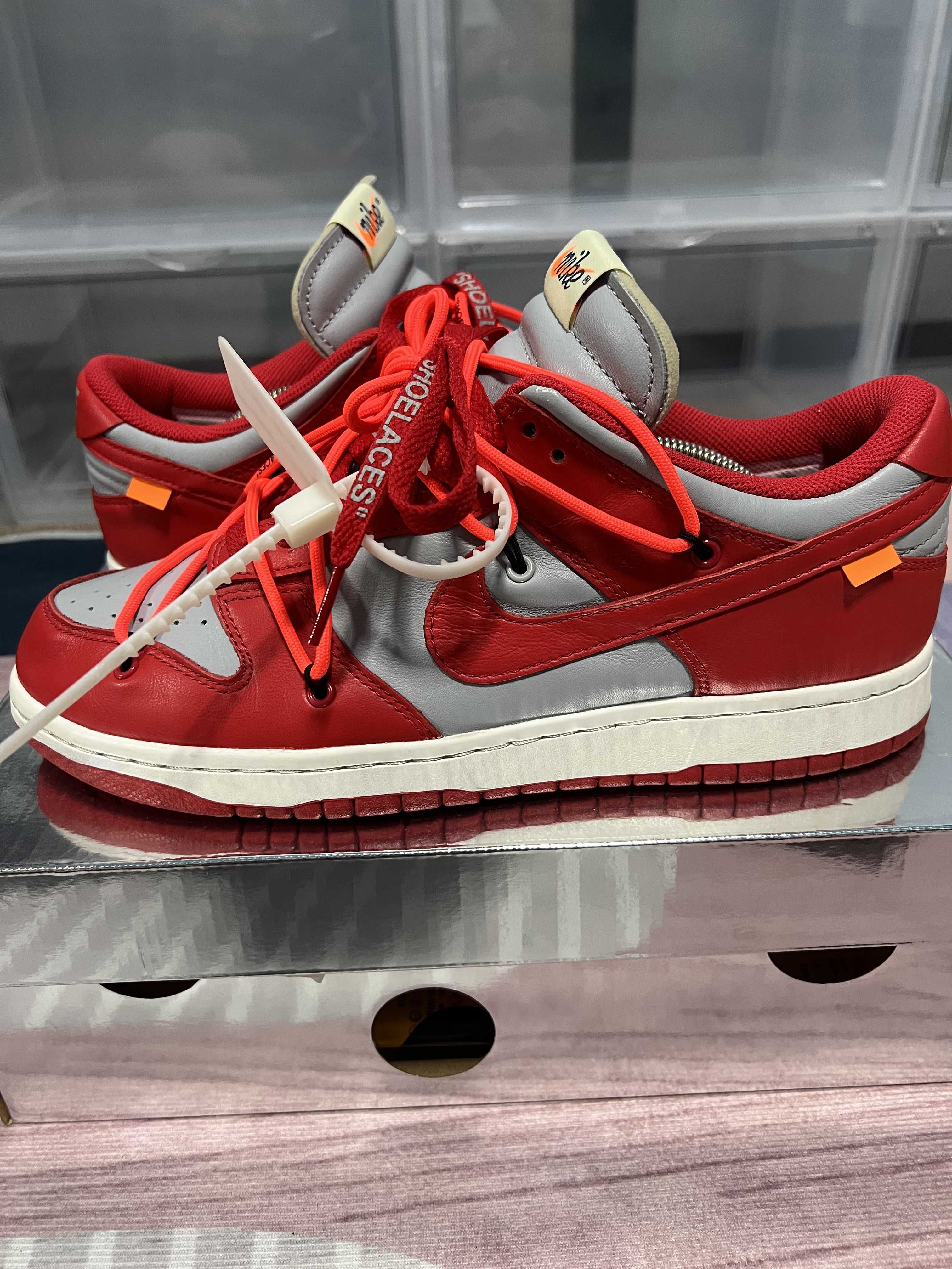 Off-White × Nike Dunk Low "University Red/Wolf Grey"