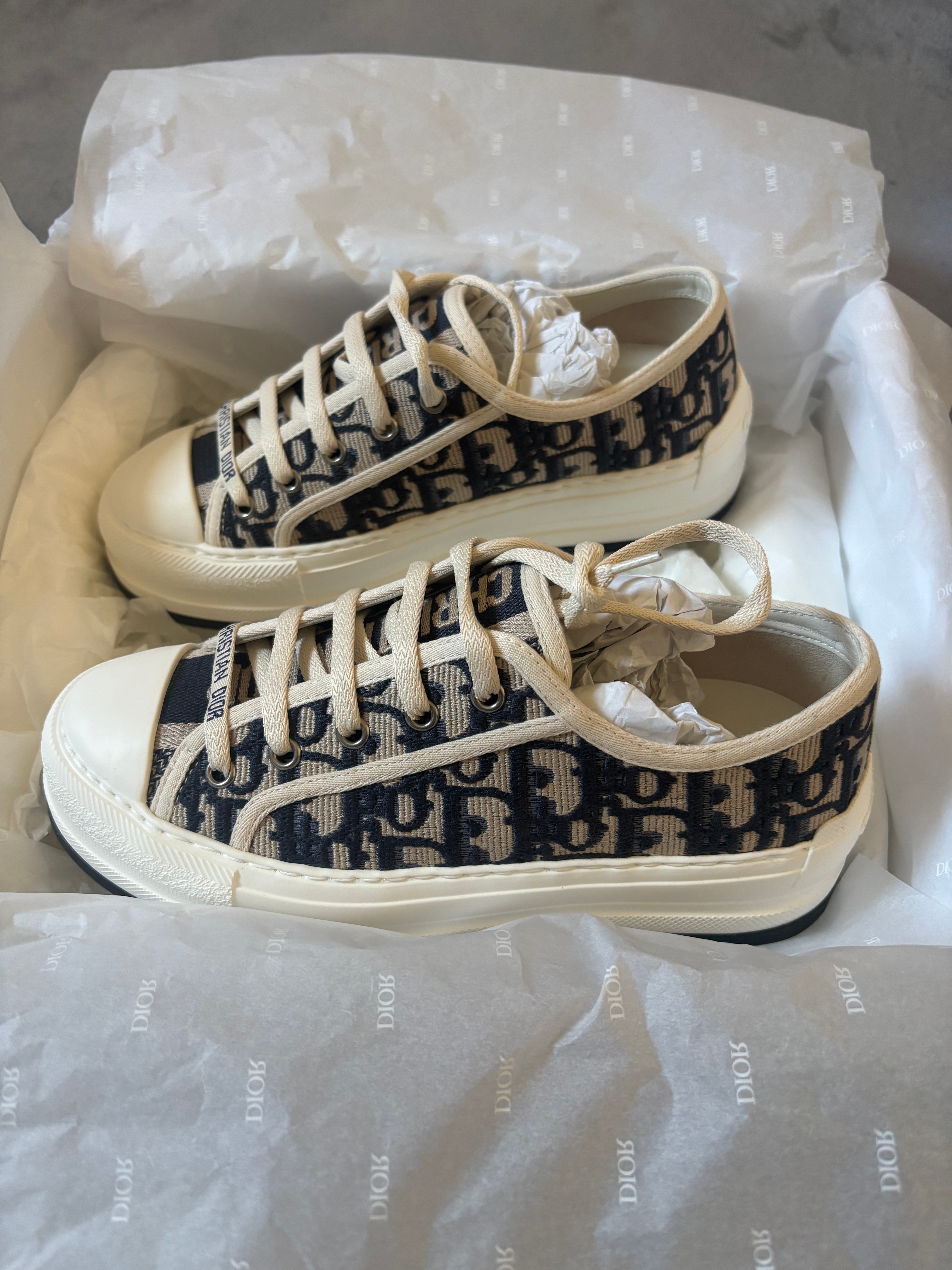 Dior Women's Walk'n'Dior Platform Sneaker Dior Oblique Embroidered Cotton "Deep Blue"