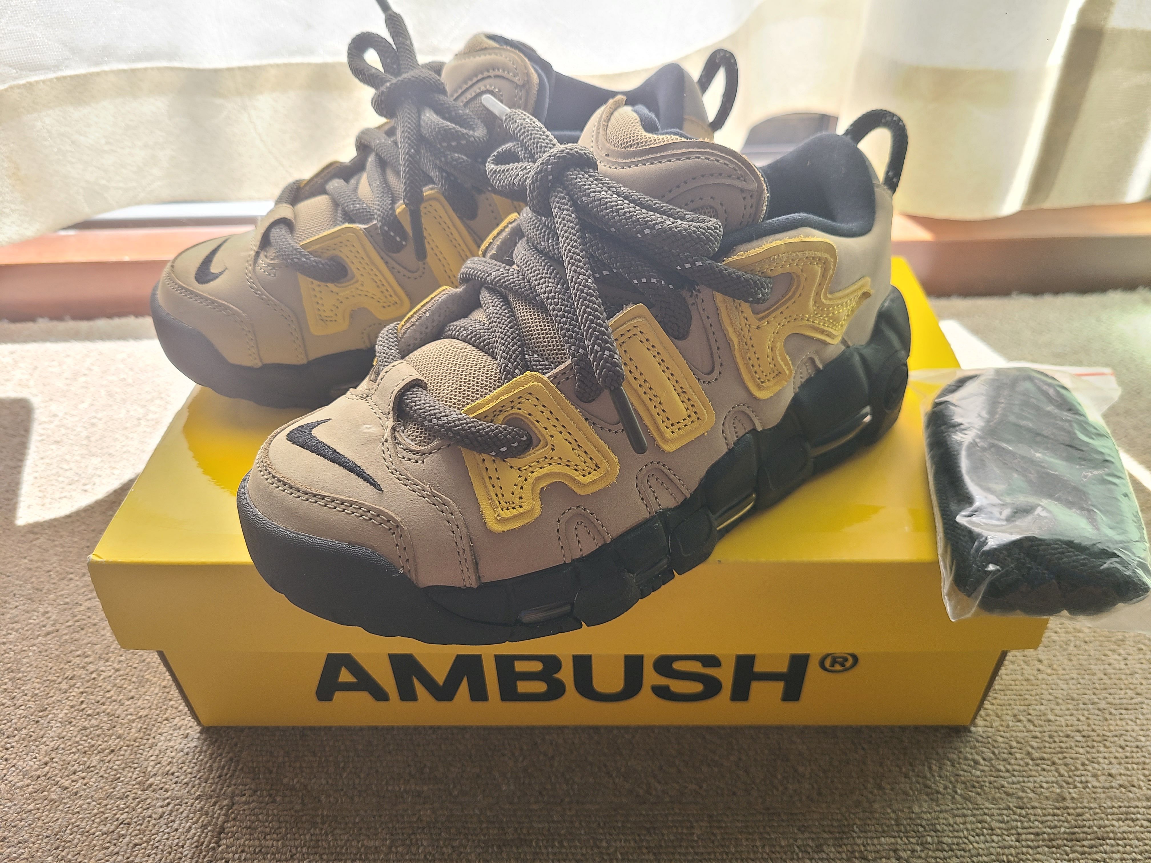 AMBUSH × Nike Air More Uptempo Low "Vivid Sulfur and Limestone"