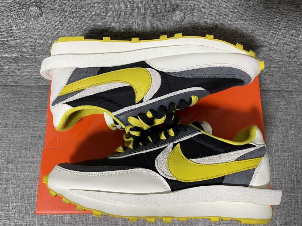 UNDERCOVER × sacai × Nike LD Waffle "Black/Sail-Dark Grey-Bright Citron"