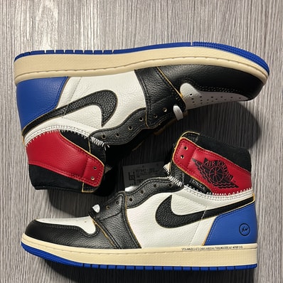 fragment design × UNION × Nike Air Jordan 1 High OG "Black/Varsity Red"